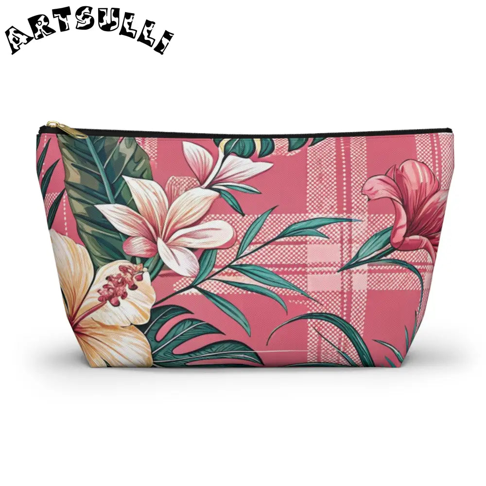 JAKKOUTTHEBXX Plaid x Floral Burgundy and Green Accessory Pouch w