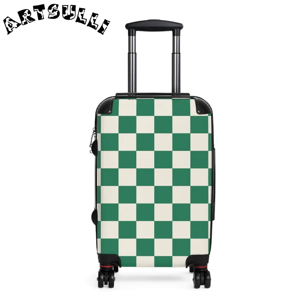 JAKKOUTTHEBXX Checkerboard Dark Green Suitcase JAKKOUTTHEBXX