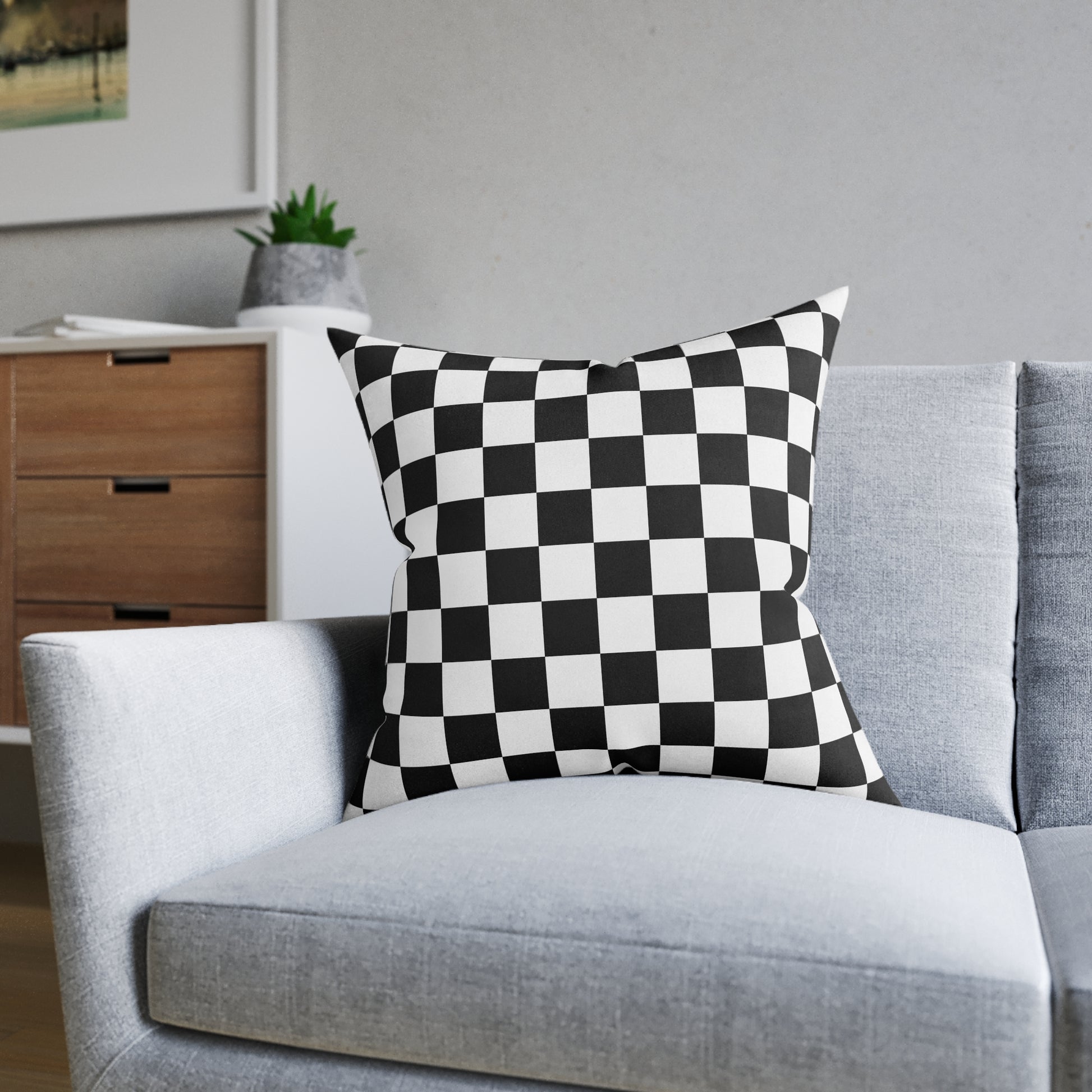 Checkerboard Black and White Square Pillow, Artsulli - Art is Long, Life is Short, Home Decor, , , , , , , 