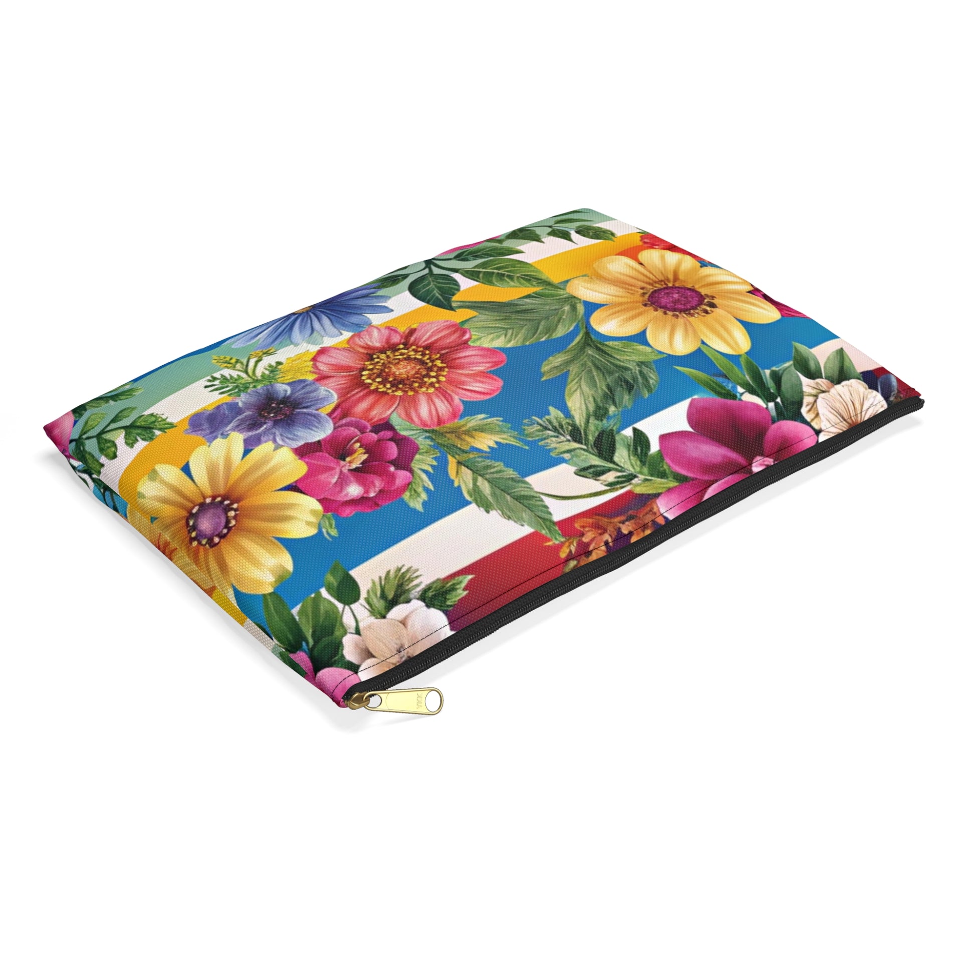 Floral Stripe 4K II Accessory Pouch, Artsulli - Art is Long, Life is Short, Bags, , , , , , , 
