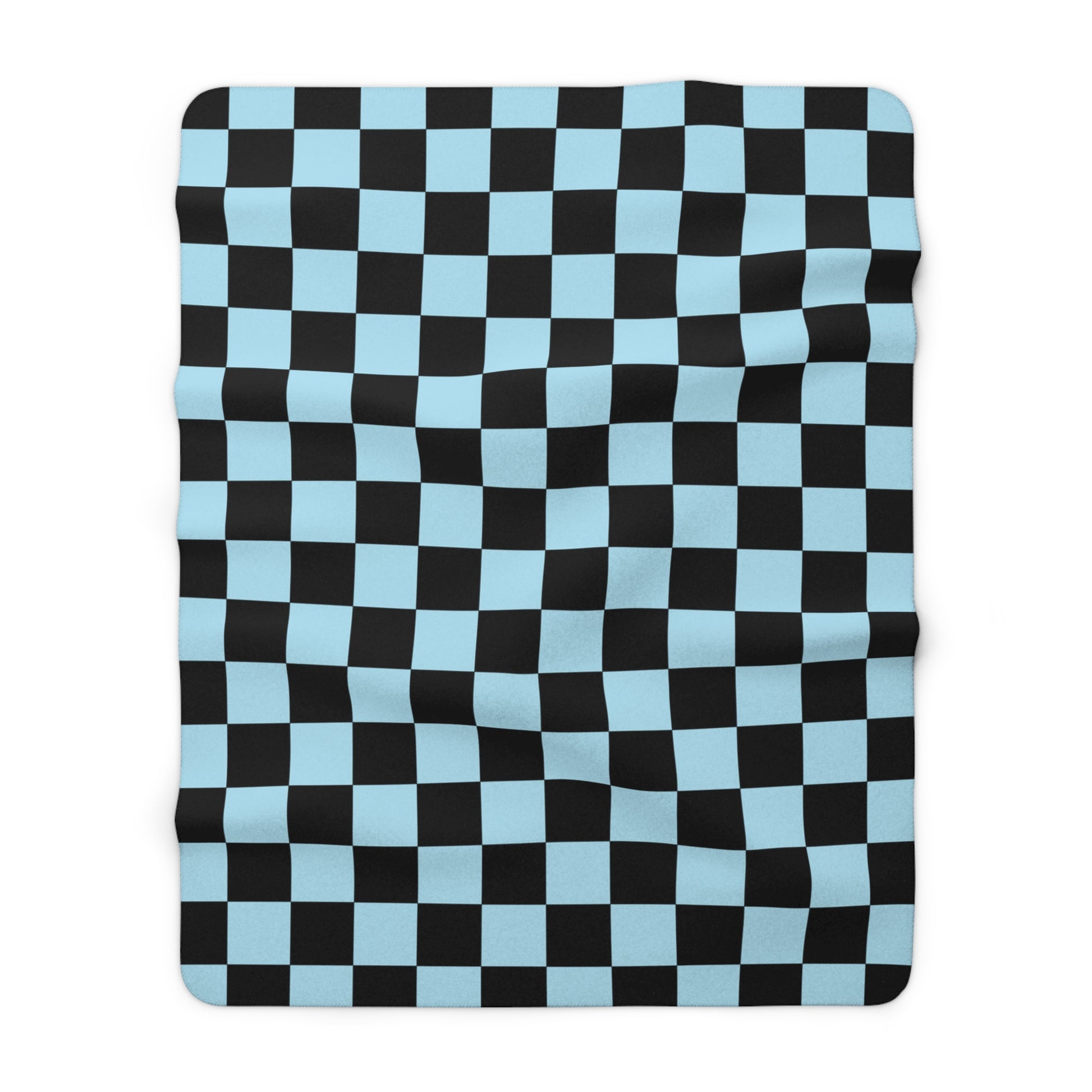 Checkerboard Black and Blue Sherpa Fleece Blanket, Artsulli - Art is Long, Life is Short, Home Decor, Size, 60" × 80", , , , , 96985296157291623408