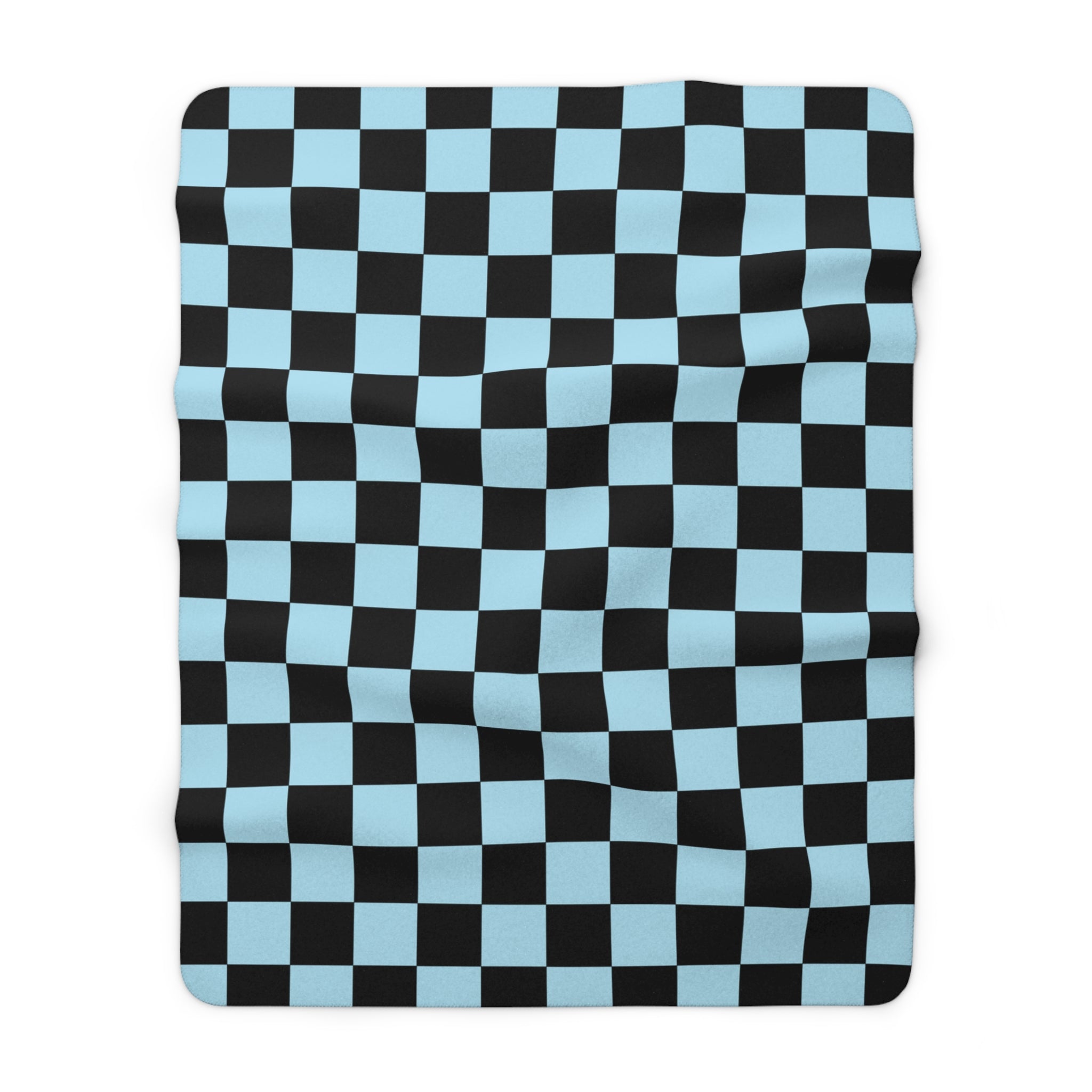 Checkerboard Black and Blue Sherpa Fleece Blanket, Artsulli - Art is Long, Life is Short, Home Decor, Size, 60" × 80", , , , , 96985296157291623408