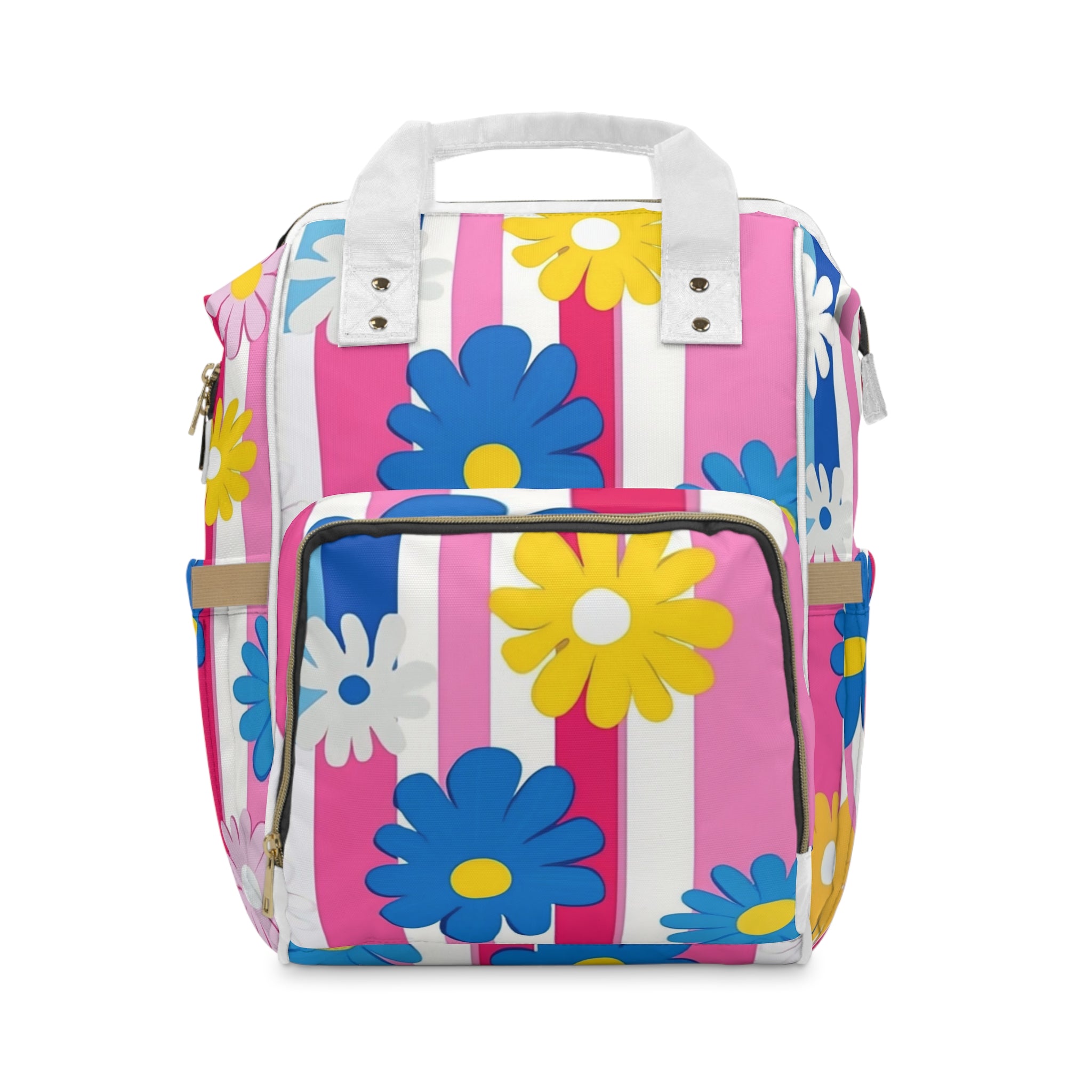 Flowers x Stripes Multi-Color Multifunctional Diaper Backpack, Artsulli - Art is Long, Life is Short, Bags, Size, 15.0" × 10.8" × 6.7'', , , , , 56213941706154