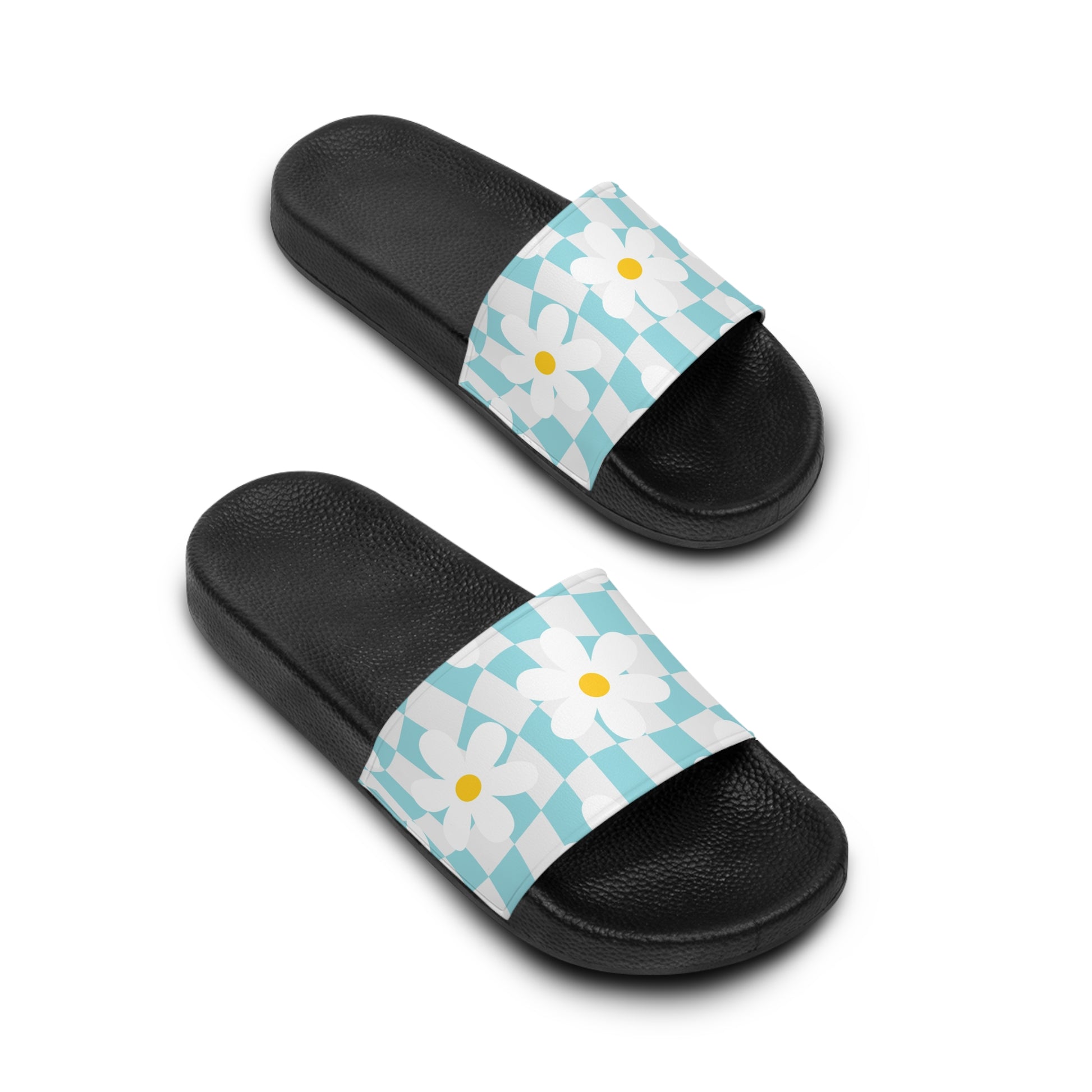 Trippy Check Garden Women's Slide Sandals, Artsulli - Art is Long, Life is Short, Shoes, , , , , , , 
