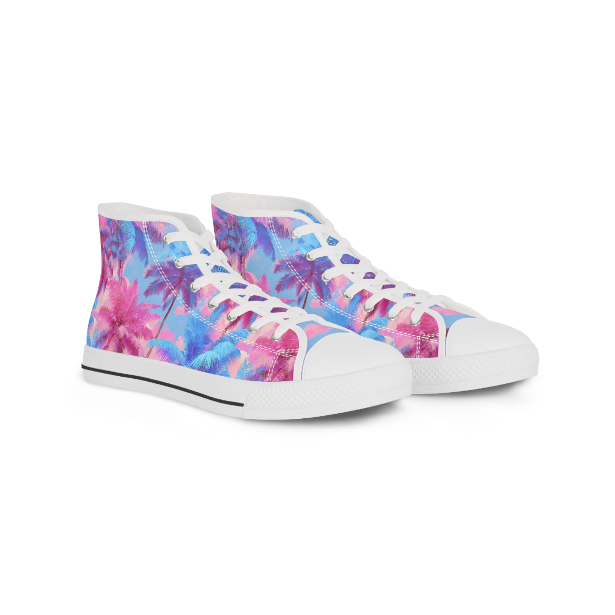 Ethereal Pastel Palms II Men's High Top Sneakers, Artsulli - Art is Long, Life is Short, Shoes, Size, US 5, Color, White sole, , , 18430147047530110170