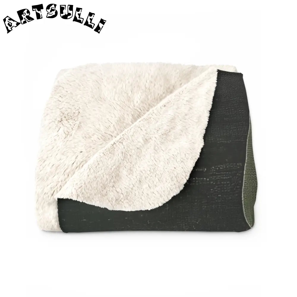 JAKKOUTTHEBXX Abstract Wavy Fleece Blanket Rug Muted Green Black