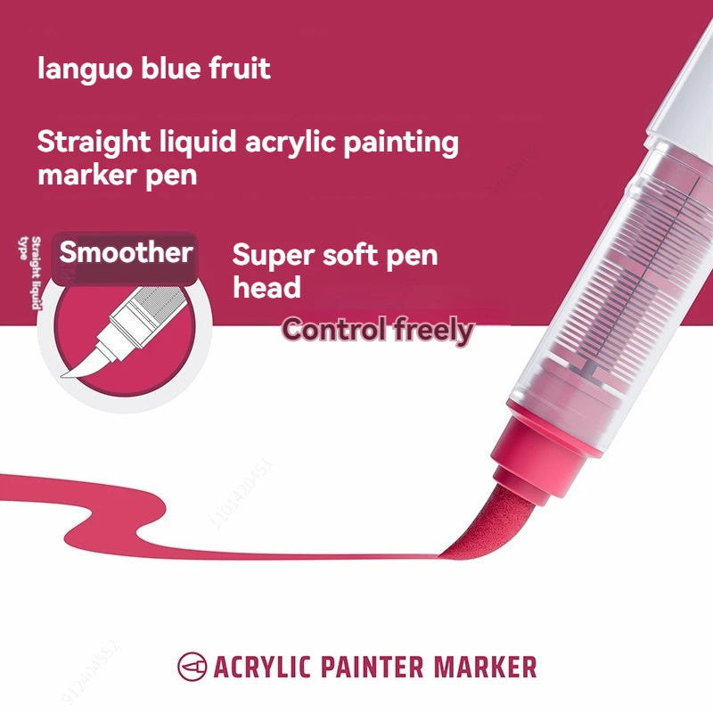 9Colors Straight Liquid Brush Acrylic Paint Pens Set Markers for Rock Painting Wood Canvas Stone DIY Crafts Making Art Supplies