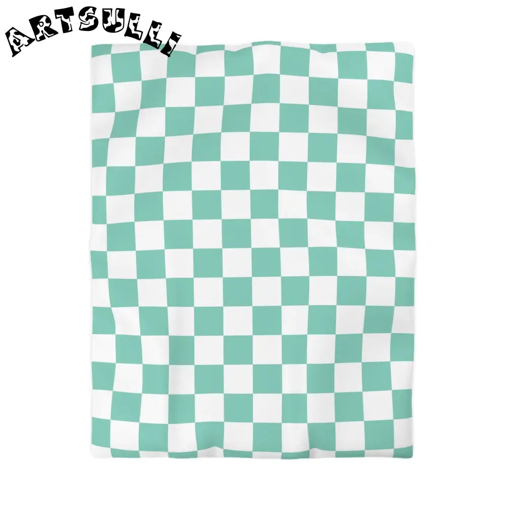 JAKKOUTTHEBXX Checkerboard Light Green Microfiber Duvet Cover
