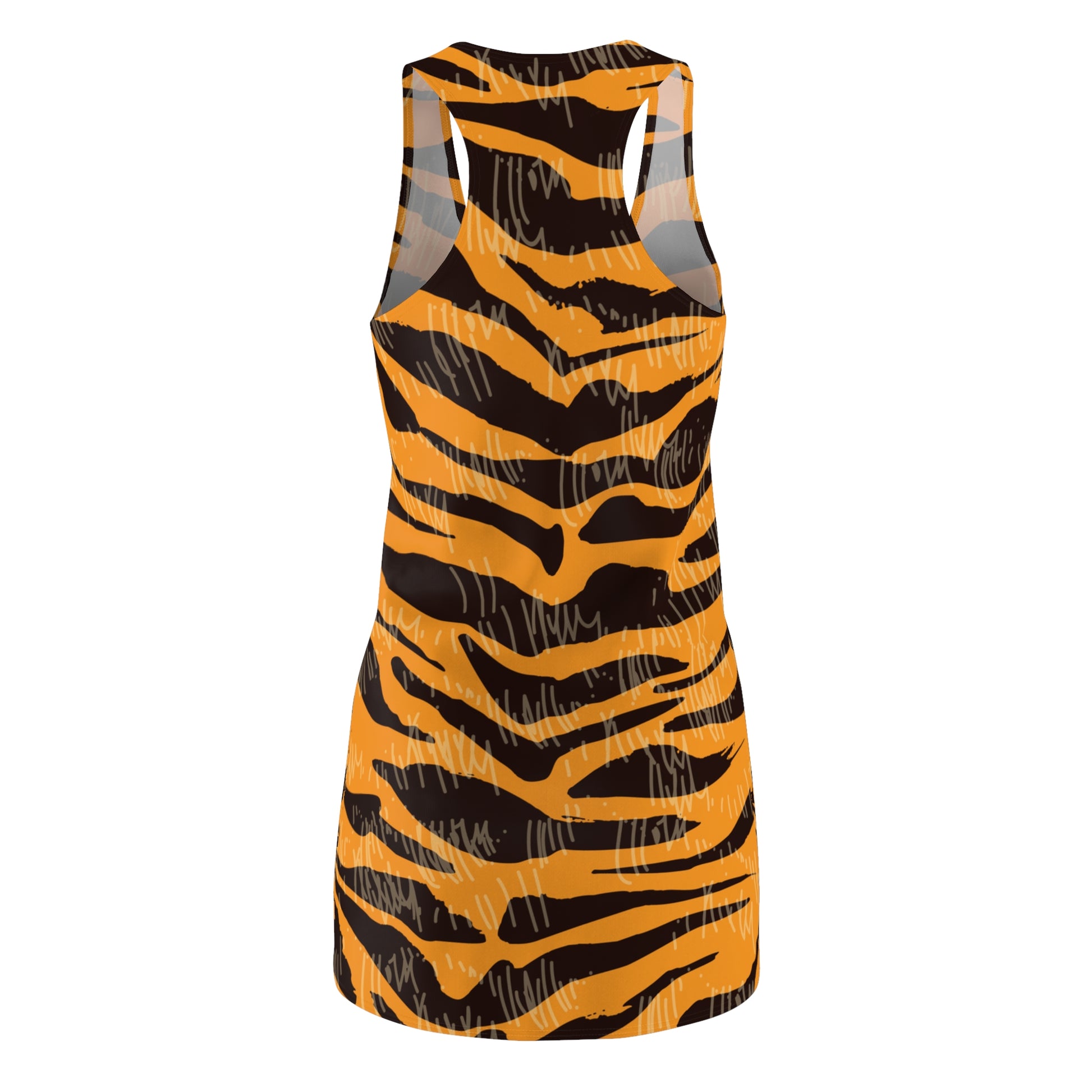 Tiger Scratches Orange & Black Women's Cut & Sew Racerback Dress (AOP), Artsulli - Art is Long, Life is Short, All Over Prints, , , , , , , 
