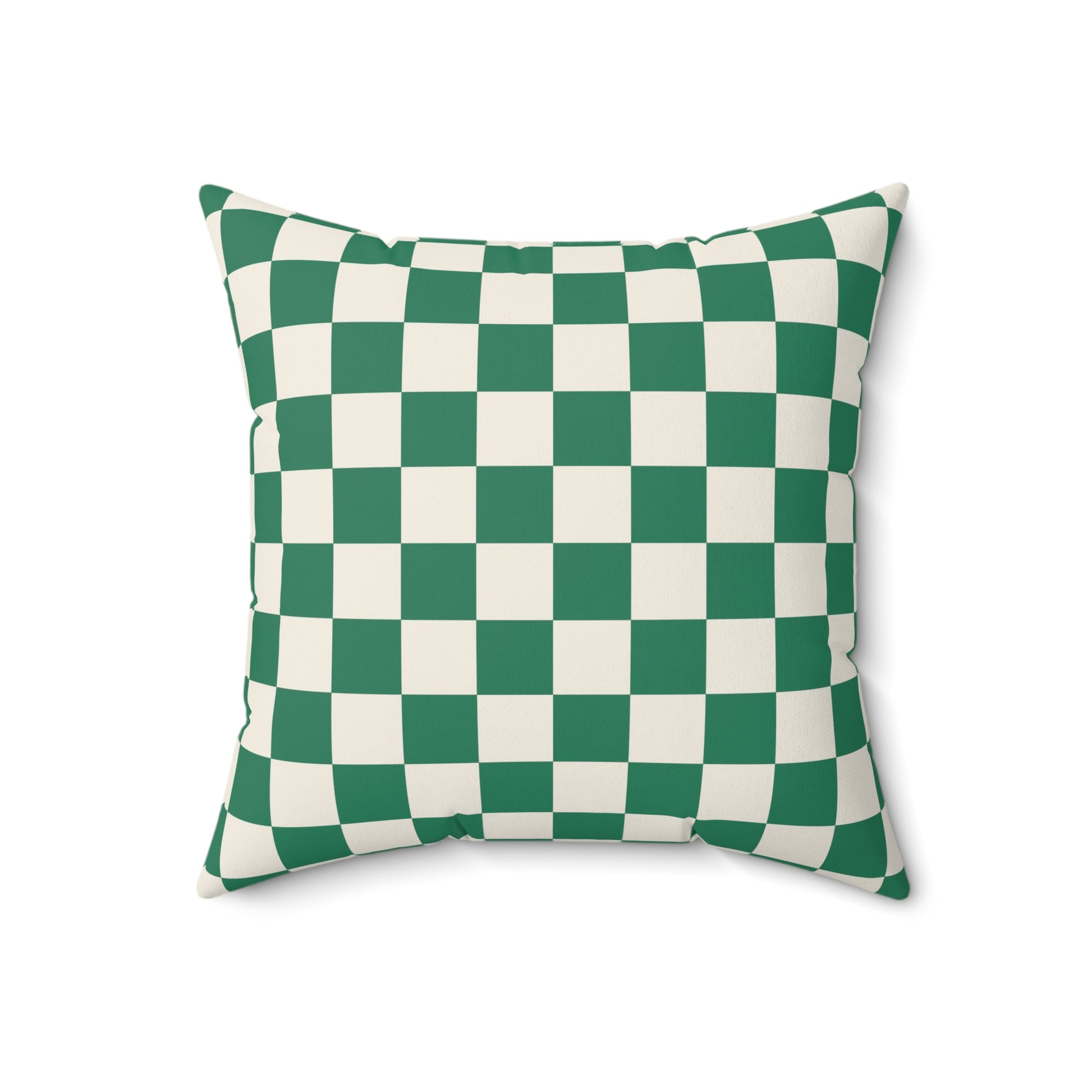 Checkerboard Dark Green Spun Polyester Square Pillow, Artsulli - Art is Long, Life is Short, Home Decor, , , , , , , 