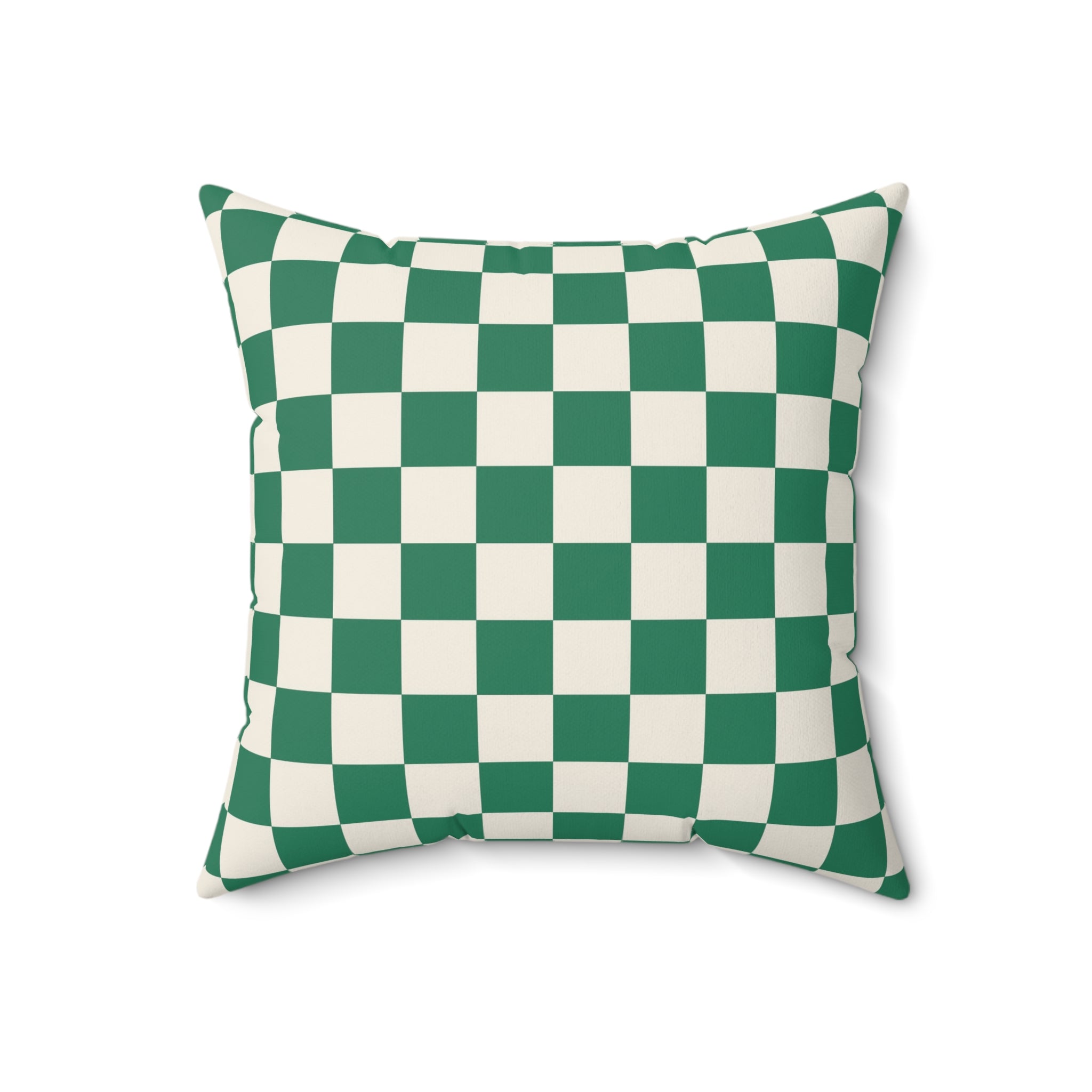 Checkerboard Dark Green Spun Polyester Square Pillow, Artsulli - Art is Long, Life is Short, Home Decor, , , , , , , 