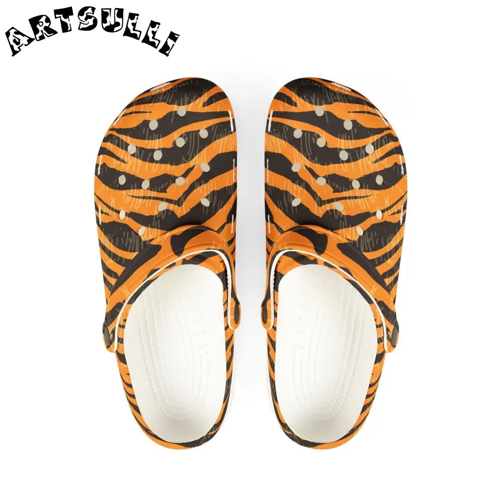 JAKKOUTTHEBXX Tiger Scratches Orange and Black EVA Foam Rubber Shoes