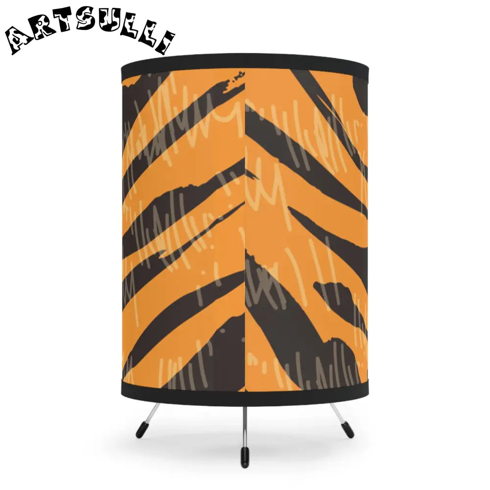 JAKKOUTTHEBXX Tiger Scratches Orange & Black Tripod Lamp
