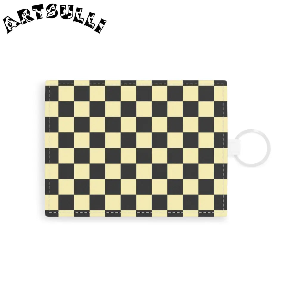 JAKKOUTTHEBXX Checkerboard Black and Yellow Saffiano Leather Card