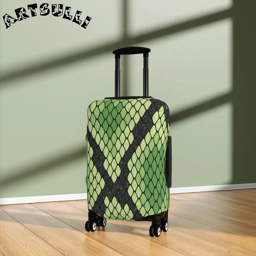 JAKKOUTTHEBXX Snake Skin Green and Black Luggage Cover JAKKOUTTHEBXX