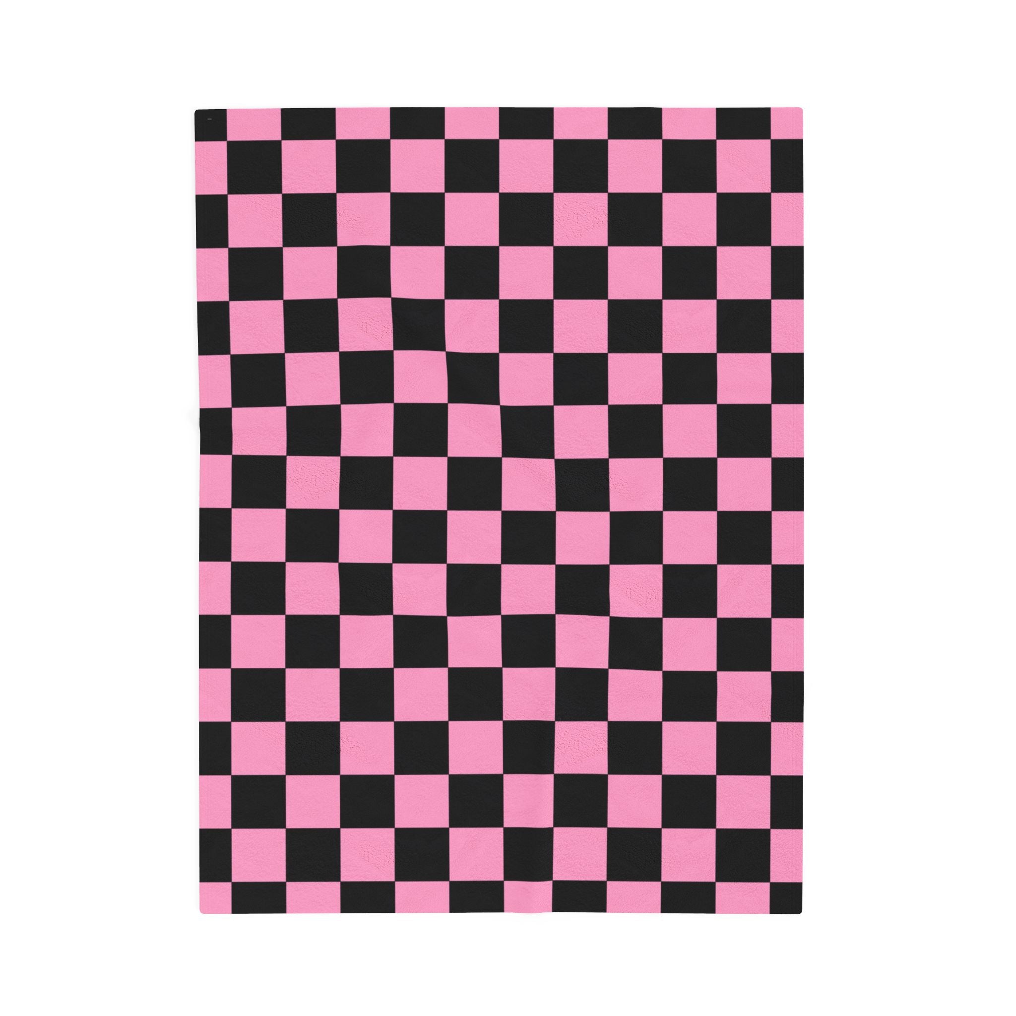 Checkerboard Black and Pink Velveteen Plush Blanket, Artsulli - Art is Long, Life is Short, All Over Prints, Size, 30" × 40", , , , , 28160196661041738383