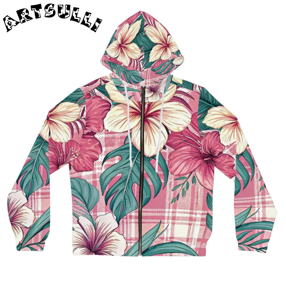 JAKKOUTTHEBXX Plaid x Floral Burgundy and Green Women’s Full-Zip