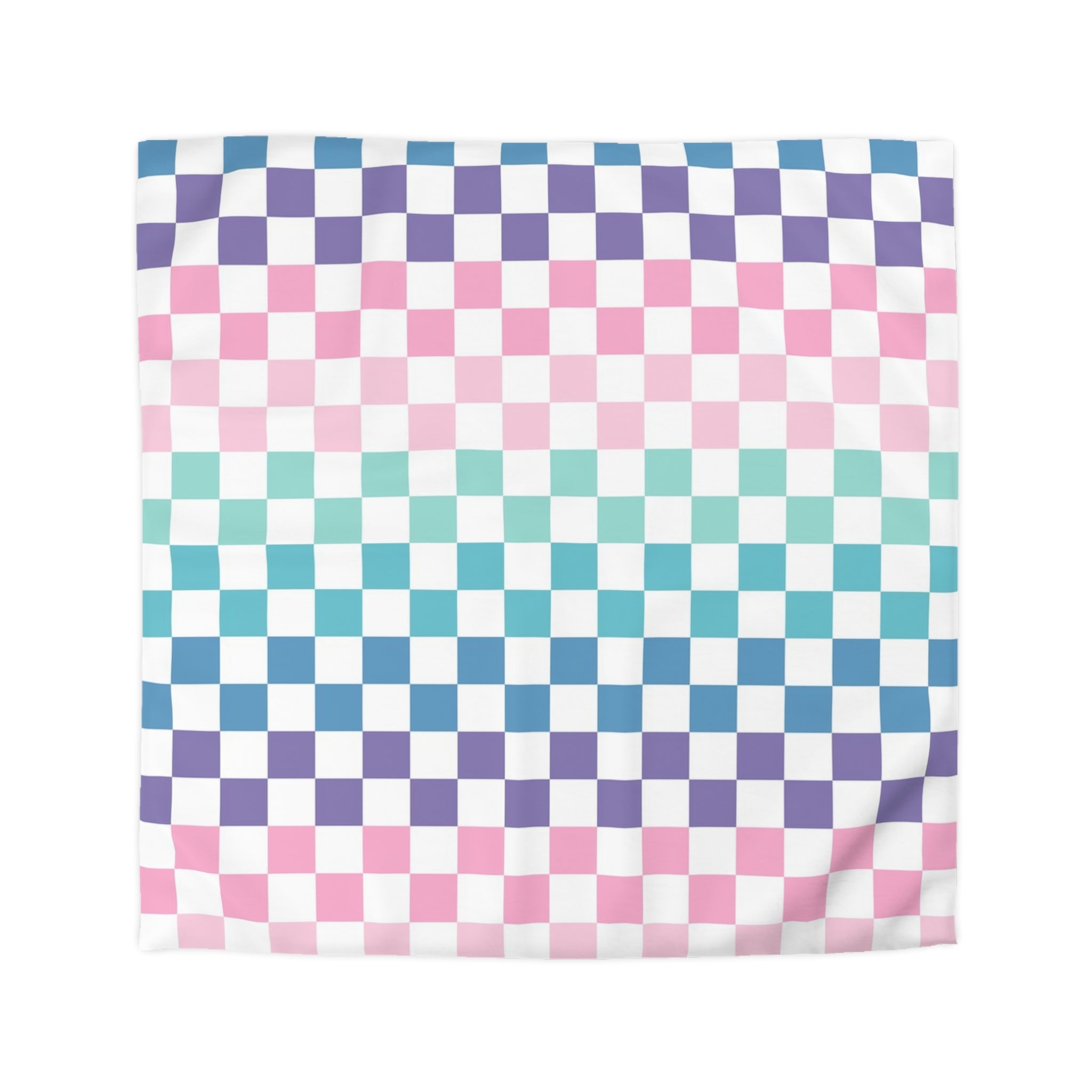 Vaporwave Rainbow  Checkerboard Multi-Color Microfiber Duvet Cover, Artsulli - Art is Long, Life is Short, Home Decor, Size, Queen, Color, White, , , 11632993156184562673