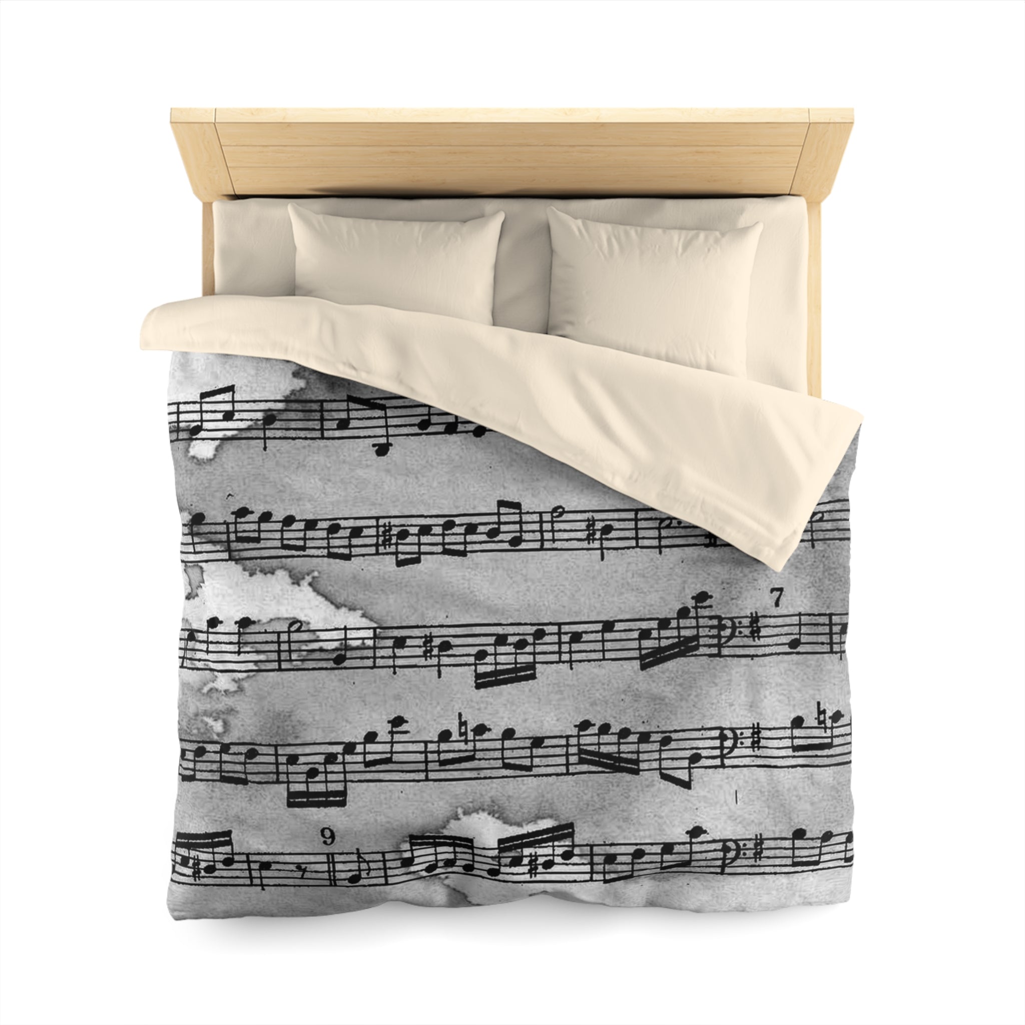 Drip Spill Type Beat Sheet Music Black Microfiber Duvet Cover, Artsulli - Art is Long, Life is Short, Home Decor, , , , , , , 