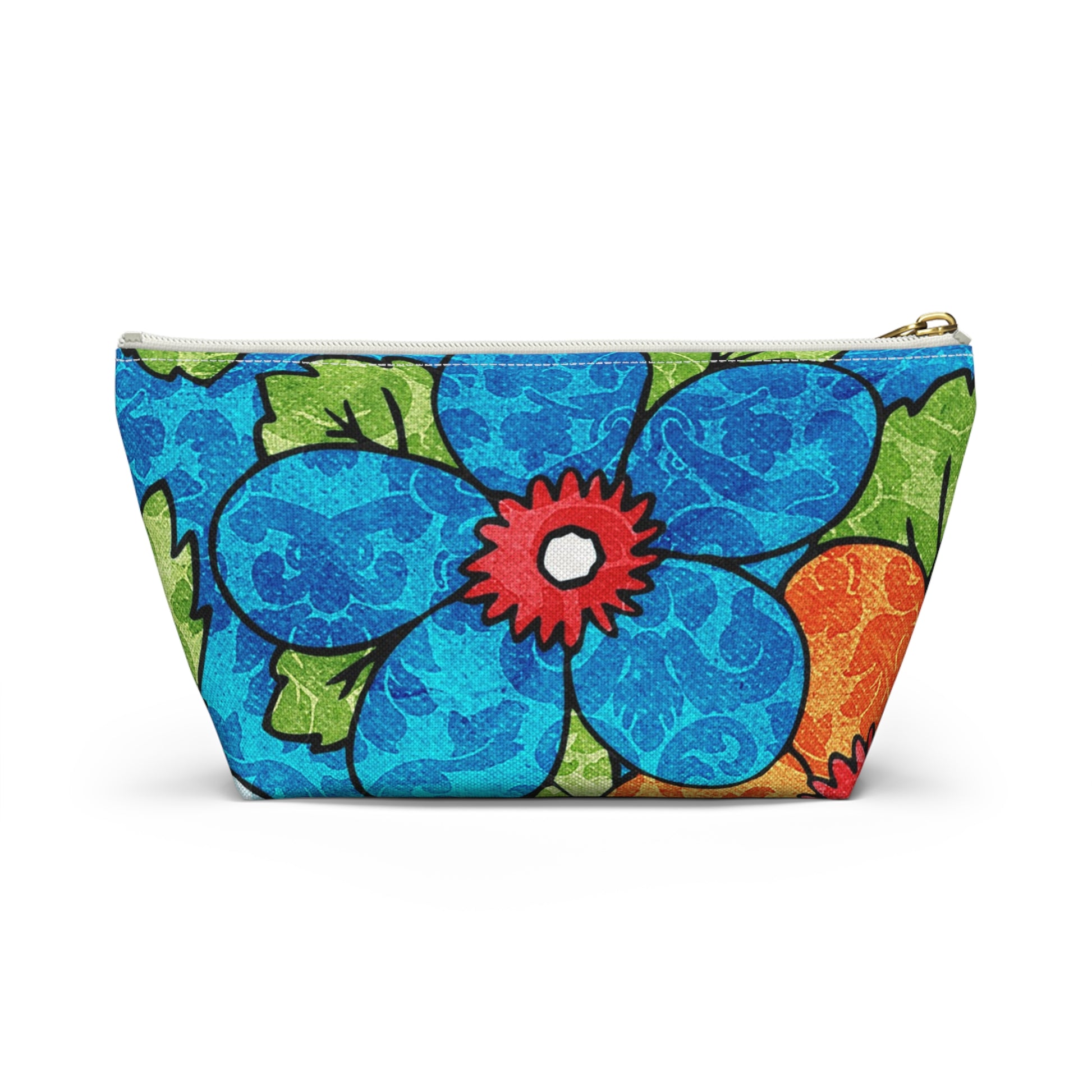 Blue Orange Groovy Accessory Pouch w T-bottom, Artsulli - Art is Long, Life is Short, Bags, , , , , , , 