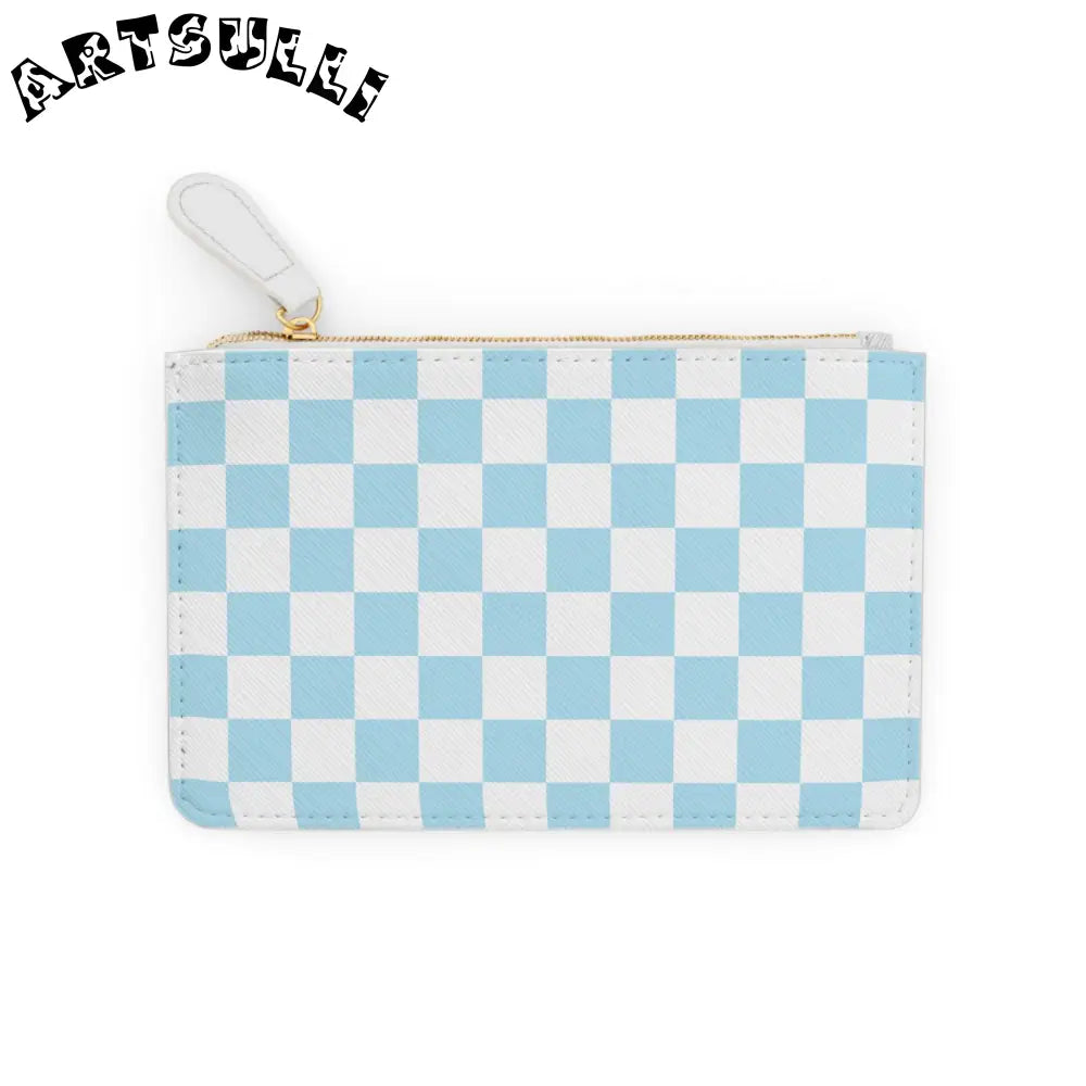 JAKKOUTTHEBXX Checkerboard Sky Blue Mini Clutch Bag JAKKOUTTHEBXX