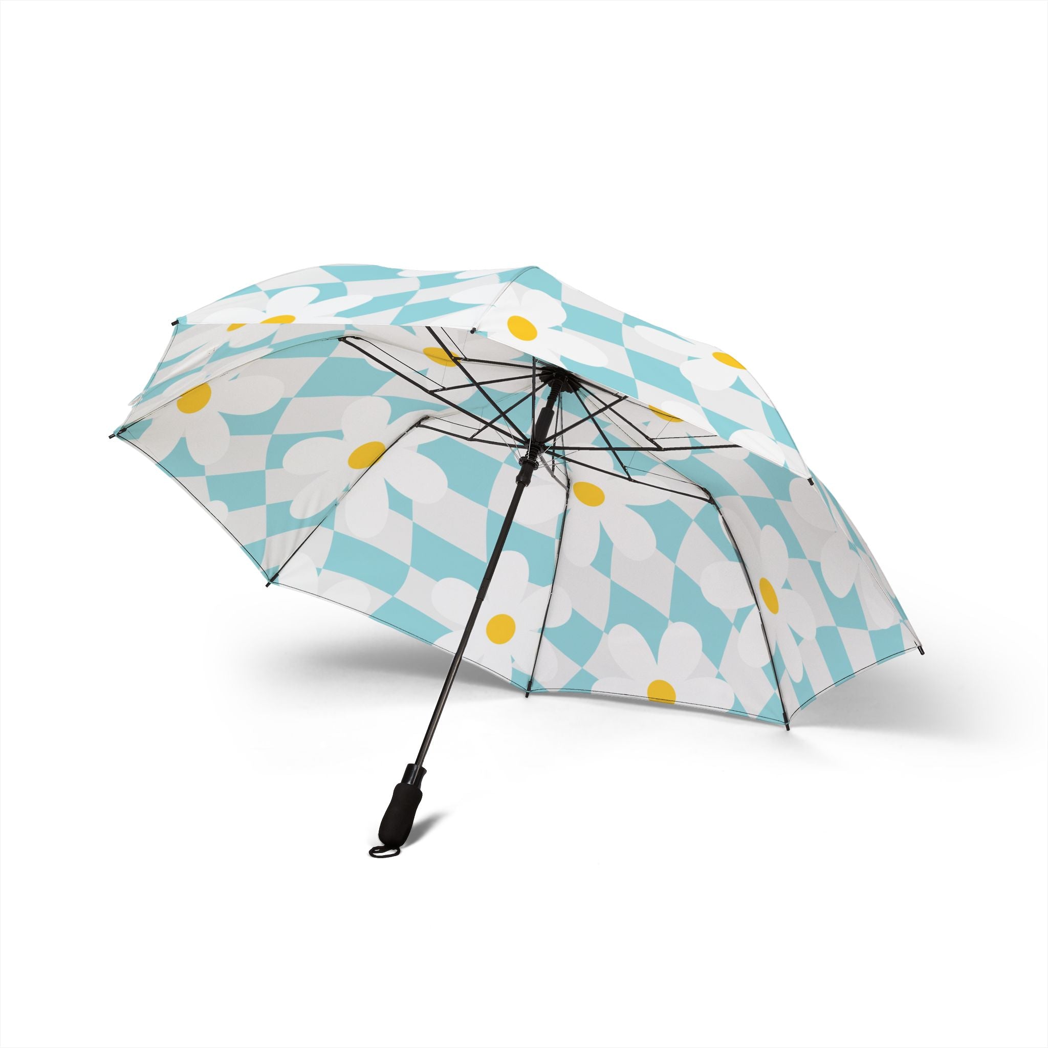 Trippy Check Garden Semi-Automatic Foldable Umbrella, Artsulli - Art is Long, Life is Short, Accessories, , , , , , , 