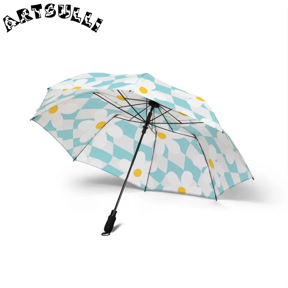 JAKKOUTTHEBXX Trippy Check Garden Semi-Automatic Foldable Umbrella