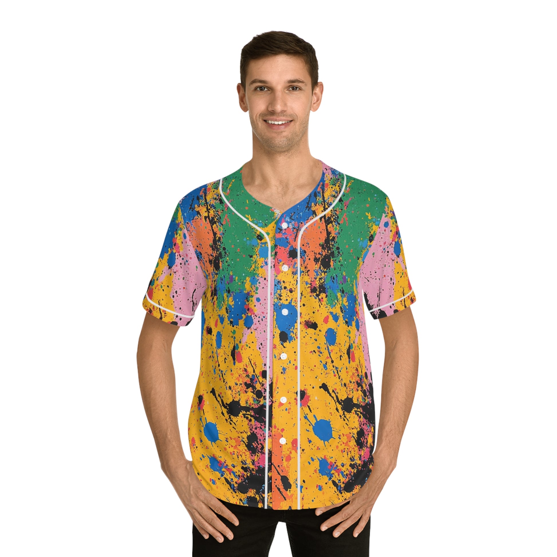 The Colors Of Paint Splatter Men's Baseball Jersey (AOP), Artsulli - Art is Long, Life is Short, All Over Prints, , , , , , , 