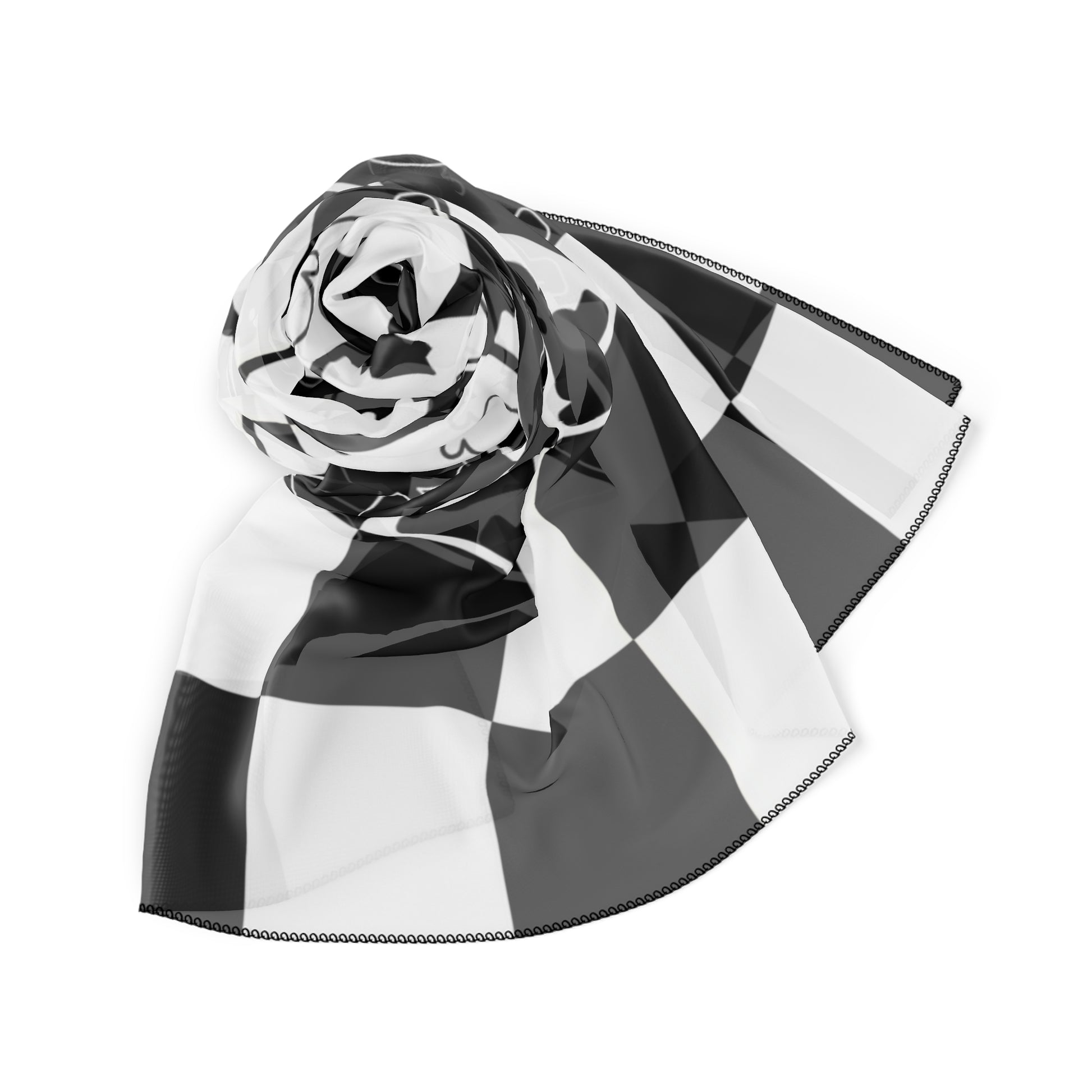 Chessboard Black and White Poly Scarf, Artsulli - Art is Long, Life is Short, Accessories, , , , , , , 