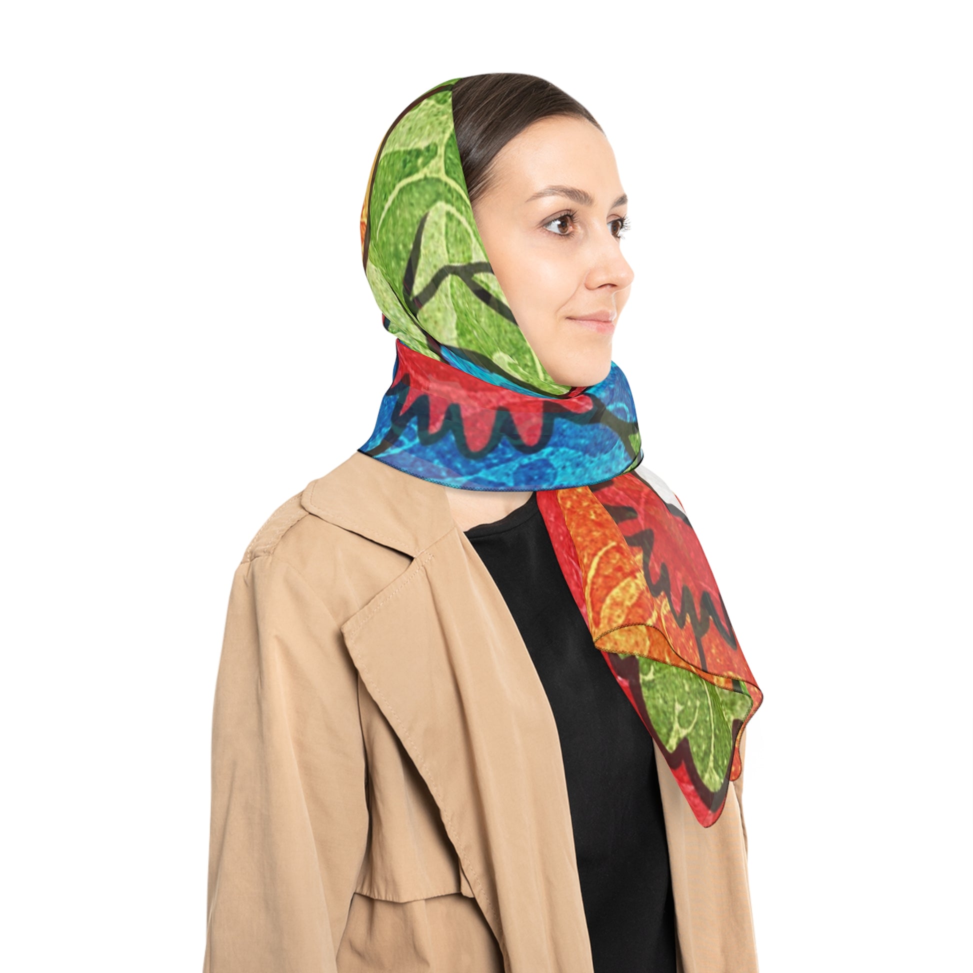 Groovy Red Floral Kl Poly Scarf, Artsulli - Art is Long, Life is Short, Accessories, , , , , , , 