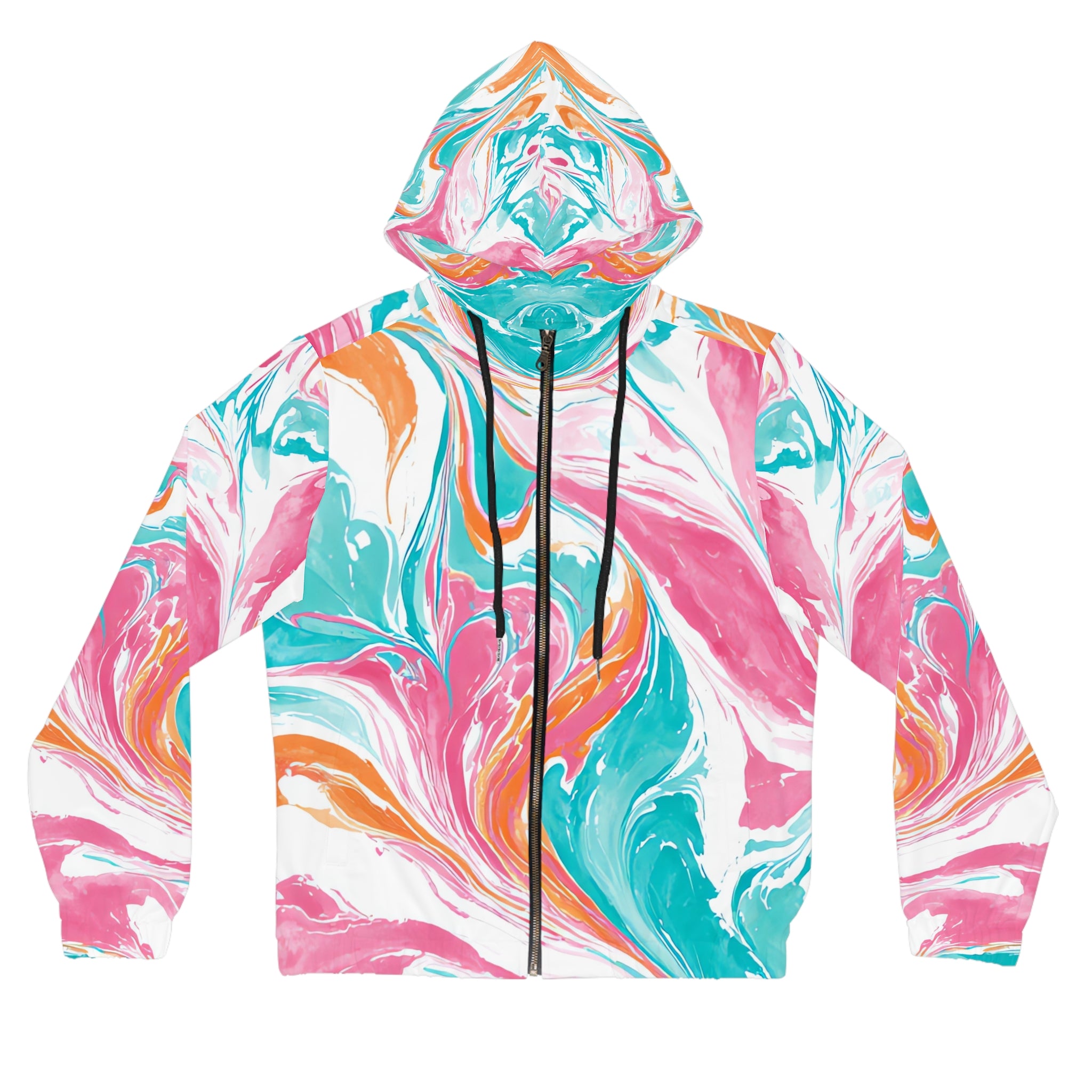 Liquid Pastel Spill Multi-Color Women’s Full-Zip Hoodie (AOP), Artsulli - Art is Long, Life is Short, All Over Prints, Size, XS, Color, Black, , , 28899450826373373680