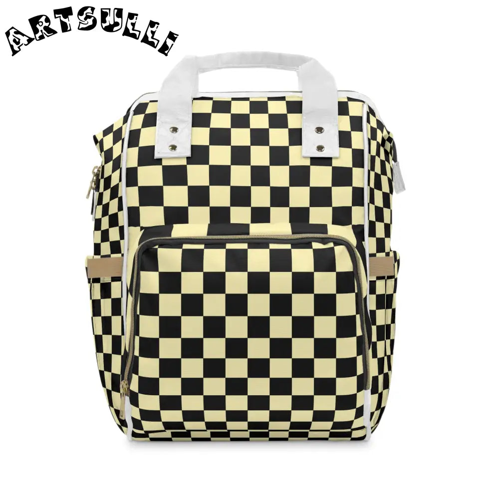 JAKKOUTTHEBXX Checkerboard Black and Yellow Multifunctional Diaper