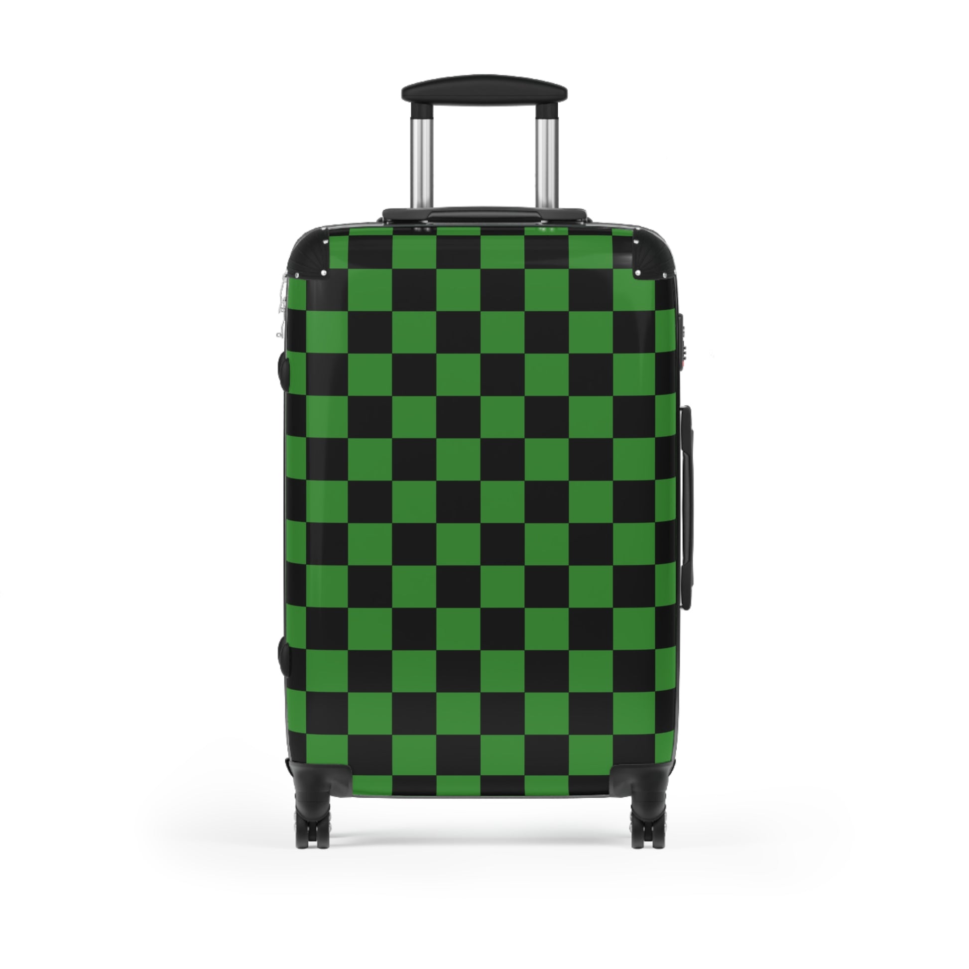 Checkerboard Green and Black Suitcase, Artsulli - Art is Long, Life is Short, Bags, Size, Medium, Color, Black, , , 99012702137136814648