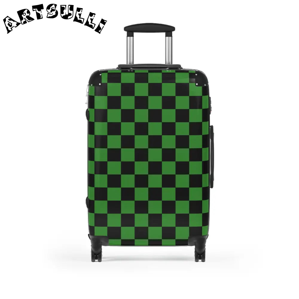 JAKKOUTTHEBXX Checkerboard Green and Black Suitcase JAKKOUTTHEBXX