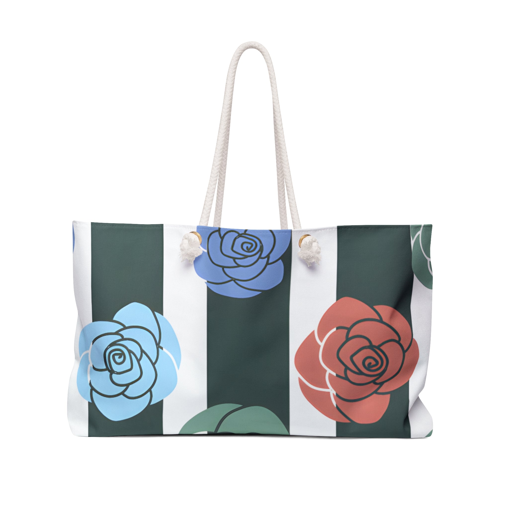 Stripes x Roses Black and White Weekender Bag, Artsulli - Art is Long, Life is Short, Bags, Size, 24" × 13", , , , , 11764373656093