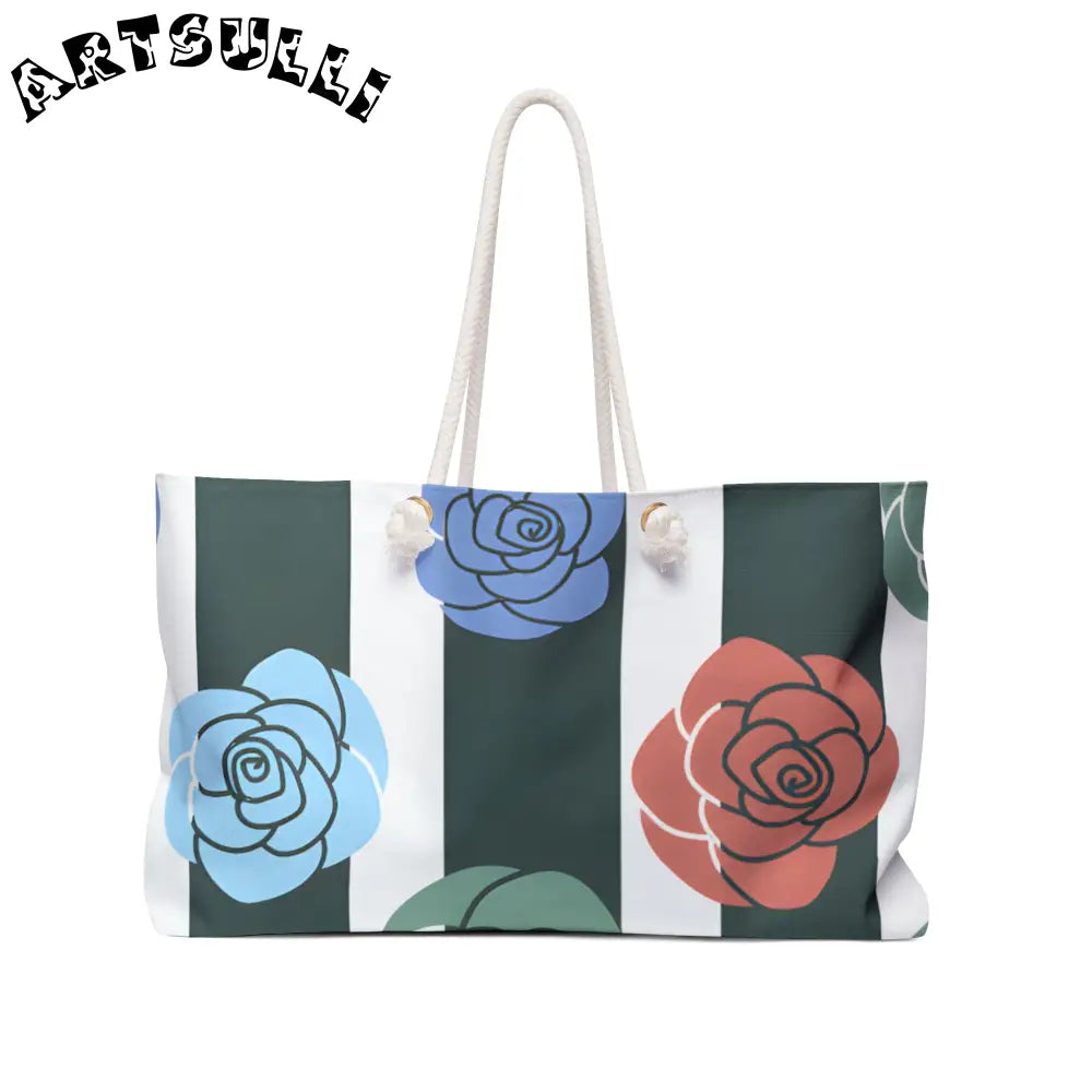 JAKKOUTTHEBXX Stripes x Roses Black and White Weekender Bag