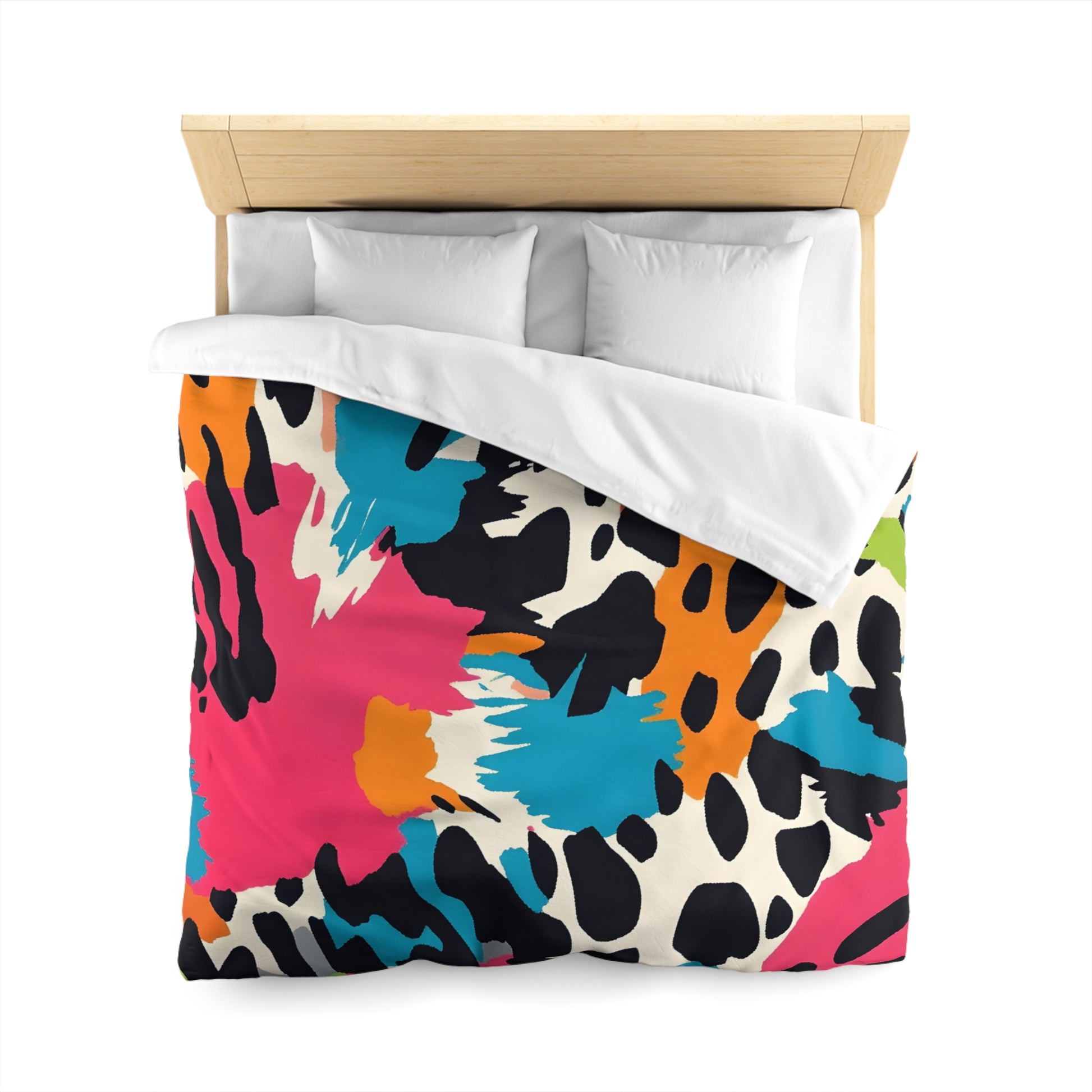 Wild Brush Strokes x Animal Print Multi-Color Microfiber Duvet Cover, Artsulli - Art is Long, Life is Short, Home Decor, , , , , , , 