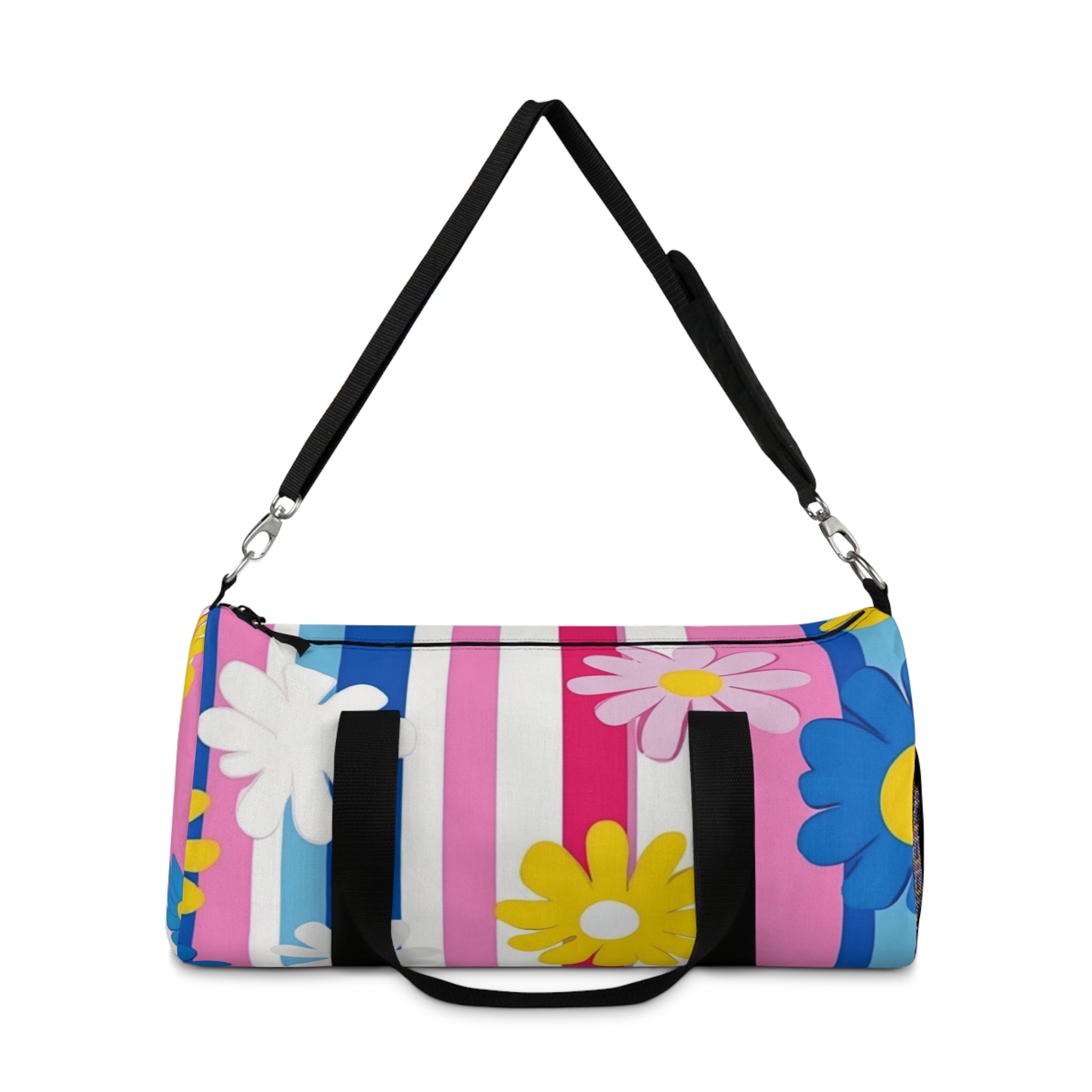Flowers x Stripes II Multi-Color Duffel Bag, Artsulli - Art is Long, Life is Short, Bags, , , , , , , 