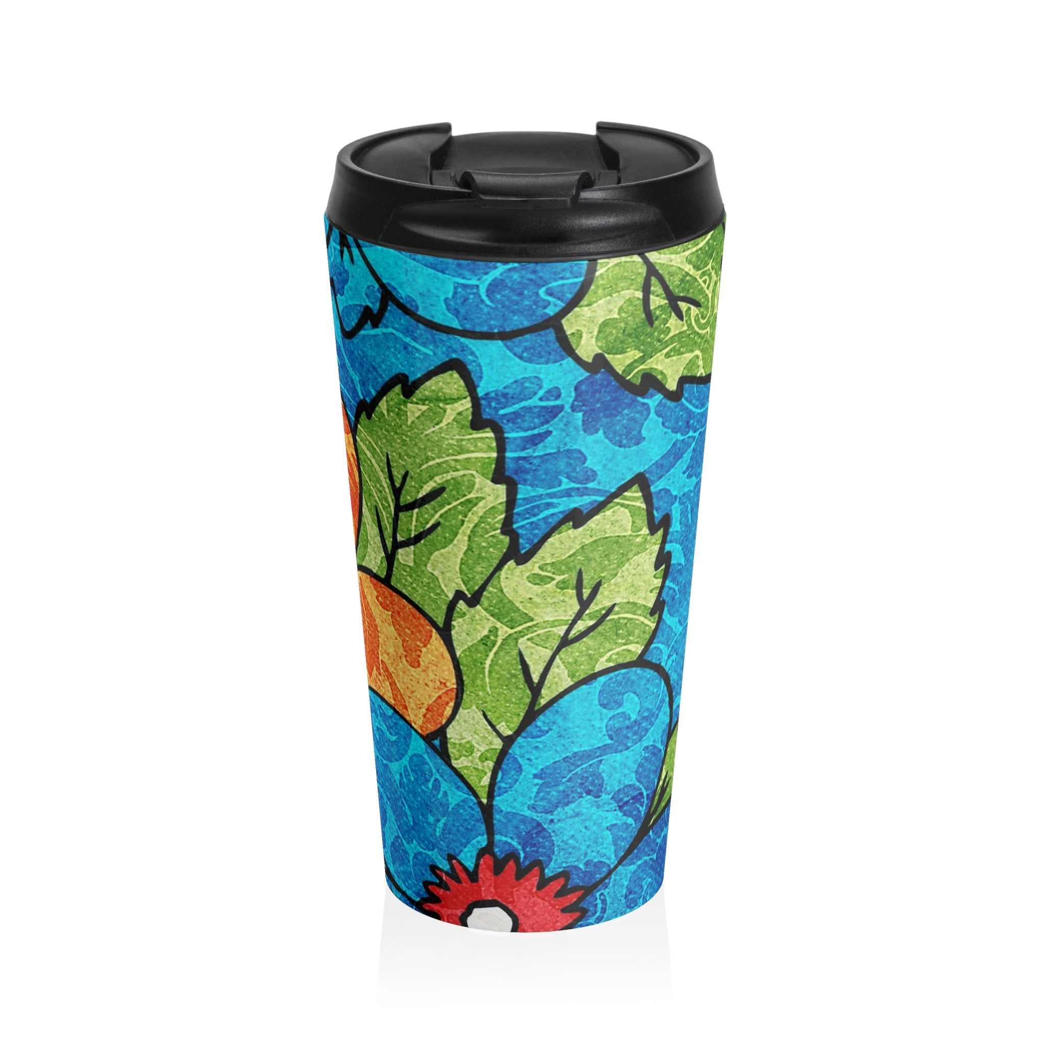 Blue Orange Groovy Stainless Steel Travel Mug, Artsulli - Art is Long, Life is Short, Mug, Size, 15oz, , , , , 20538507413237663119