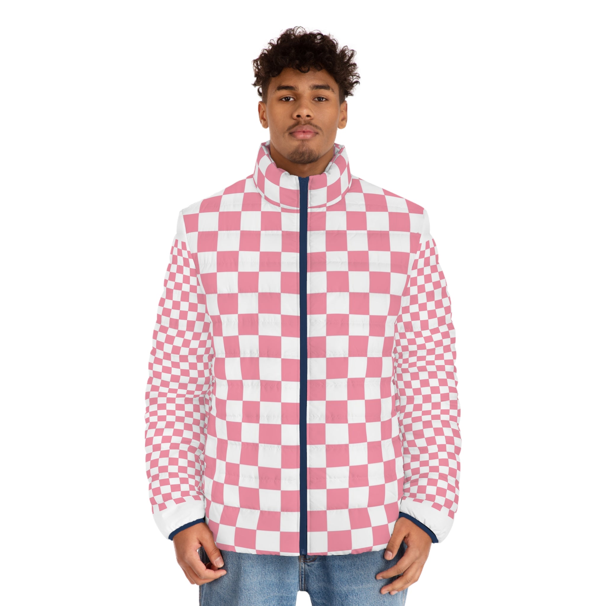 Brigandine Checkered Scene Men's Puffer Jacket (AOP)