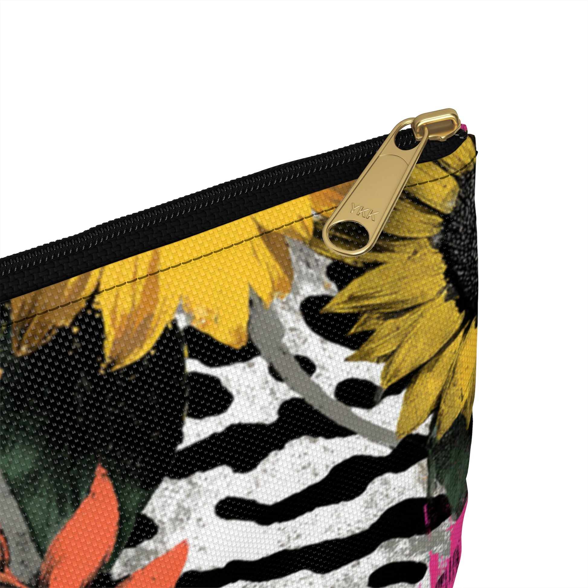 Zebra Stripes x Sunflowers Multi-Color Accessory Pouch, Artsulli - Art is Long, Life is Short, Bags, , , , , , , 