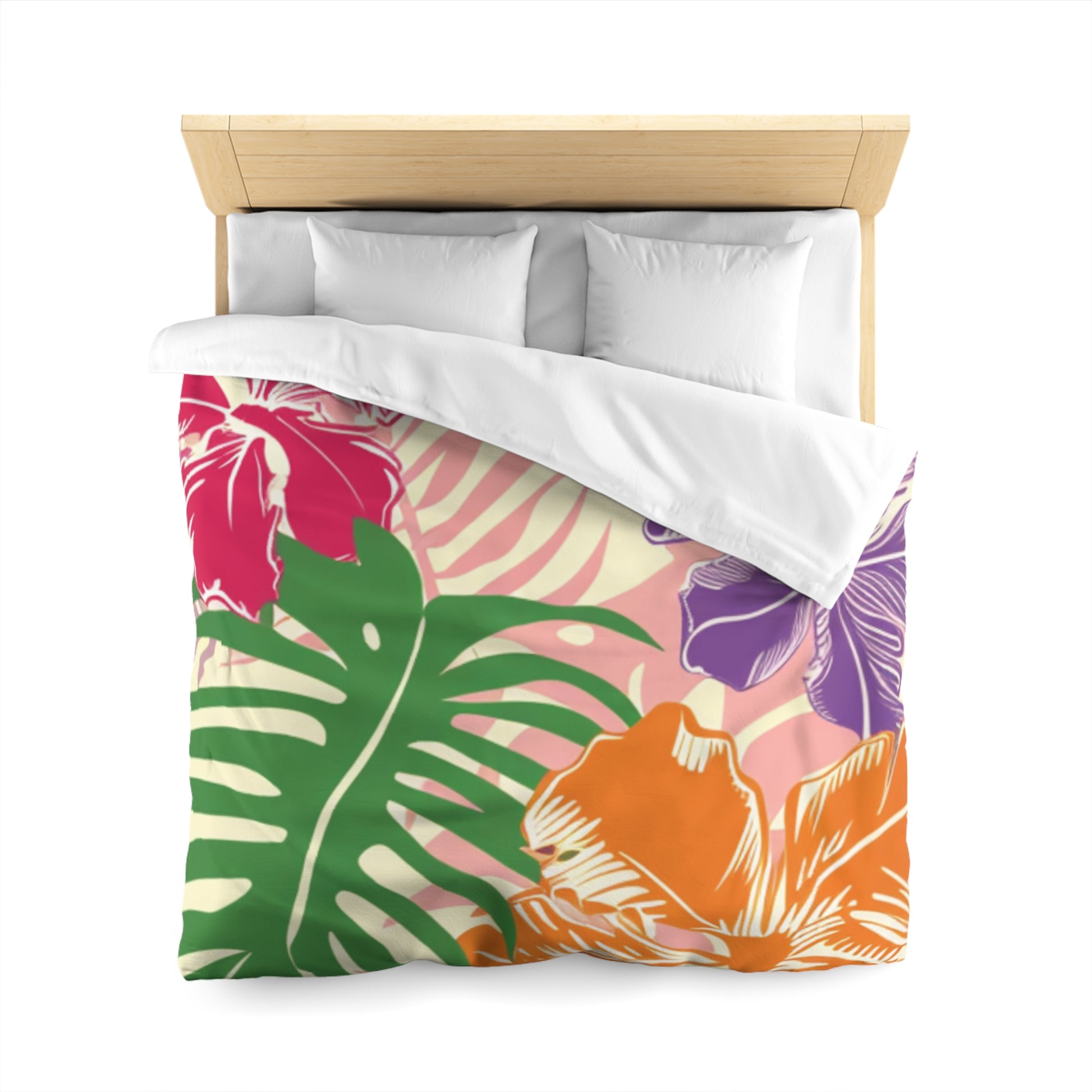 Blooming Tropical Flowers Microfiber Duvet Cover, Artsulli - Art is Long, Life is Short, Home Decor, , , , , , , 