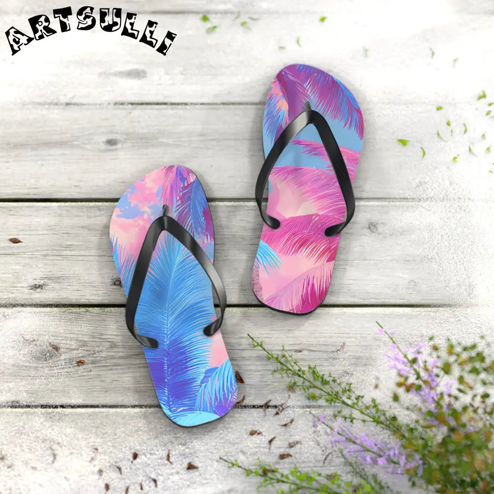 JAKKOUTTHEBXX Ethereal Pastel Palms Flip Flops JAKKOUTTHEBXX