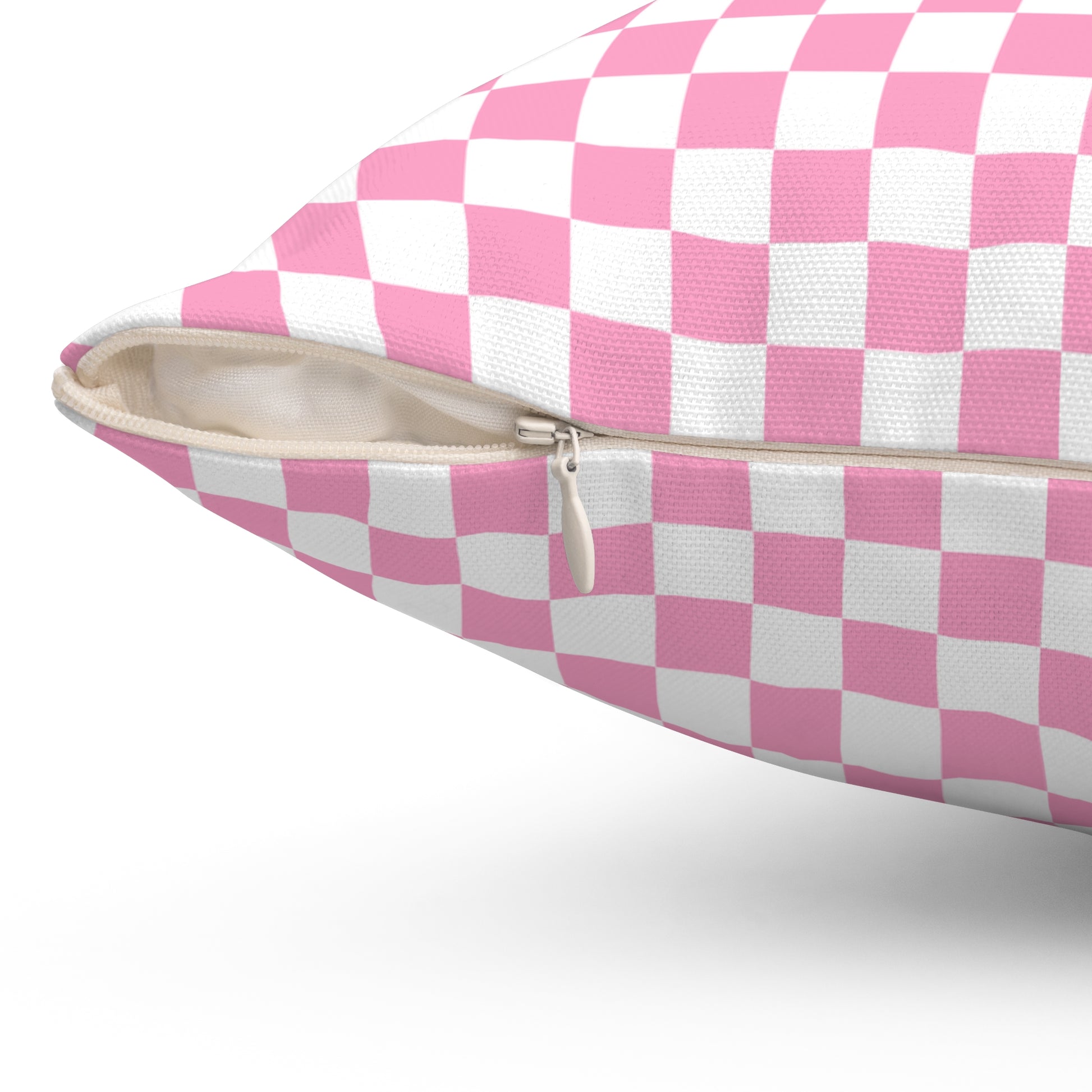 Checkerboard Hot Pink and White Spun Polyester Square Pillow, Artsulli - Art is Long, Life is Short, Home Decor, , , , , , , 