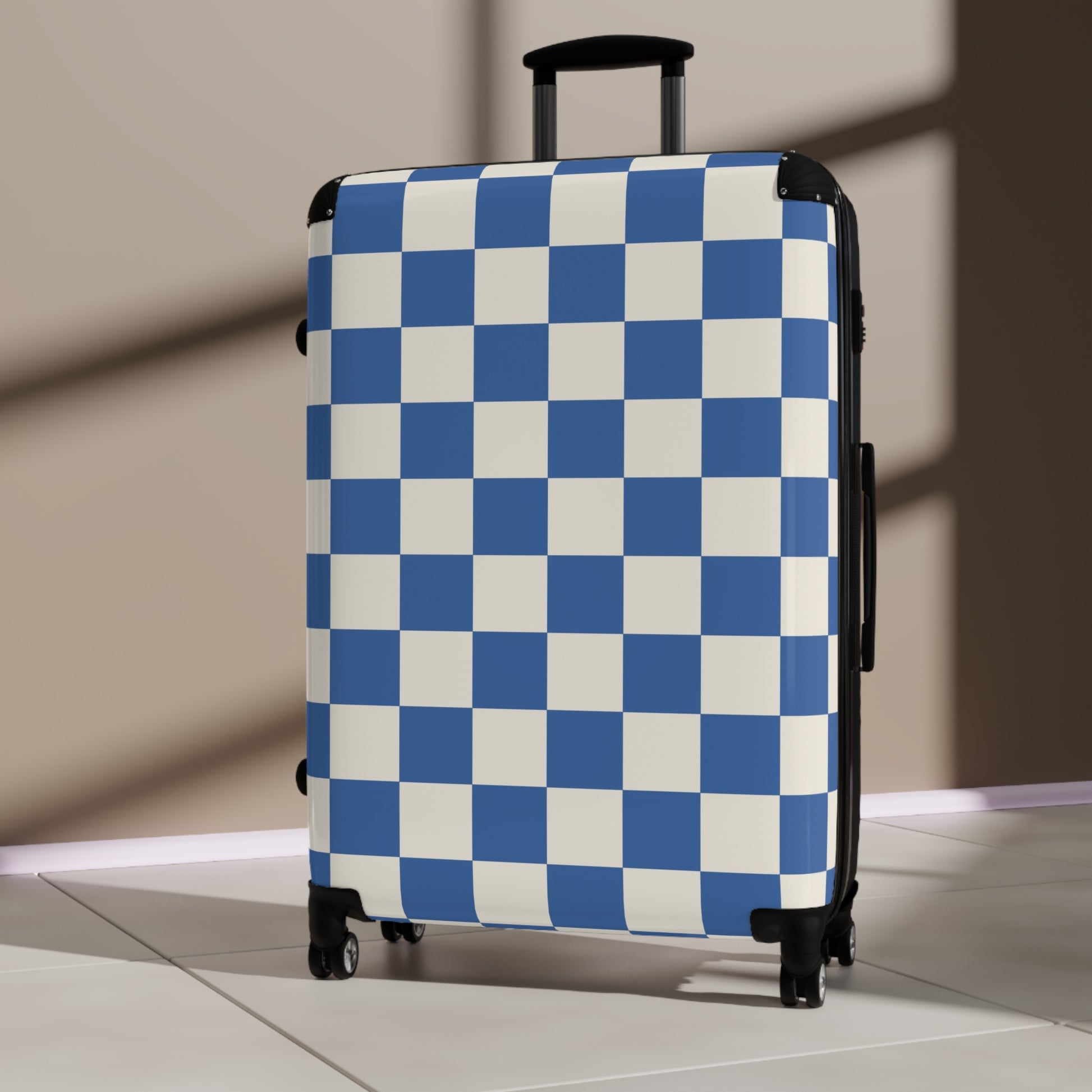 Checkerboard Blue Suitcase, Artsulli - Art is Long, Life is Short, Bags, , , , , , , 