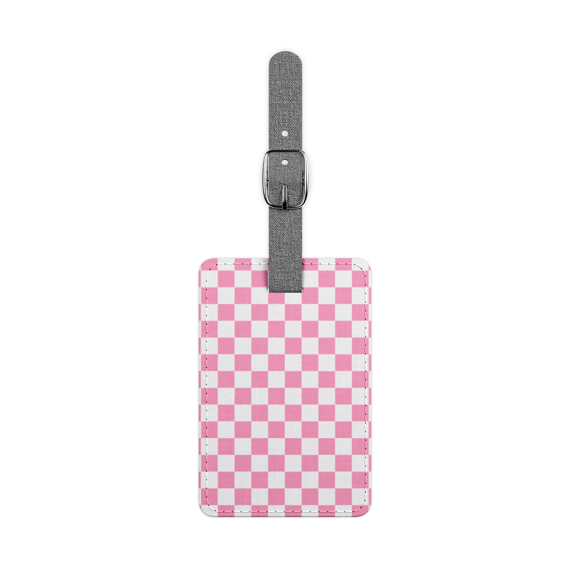 Checkerboard Hot Pink and White Saffiano Polyester Luggage Tag, Rectangle, Artsulli - Art is Long, Life is Short, Accessories, Size, One size, Shape, Rectangle, , , 12120207165965486648