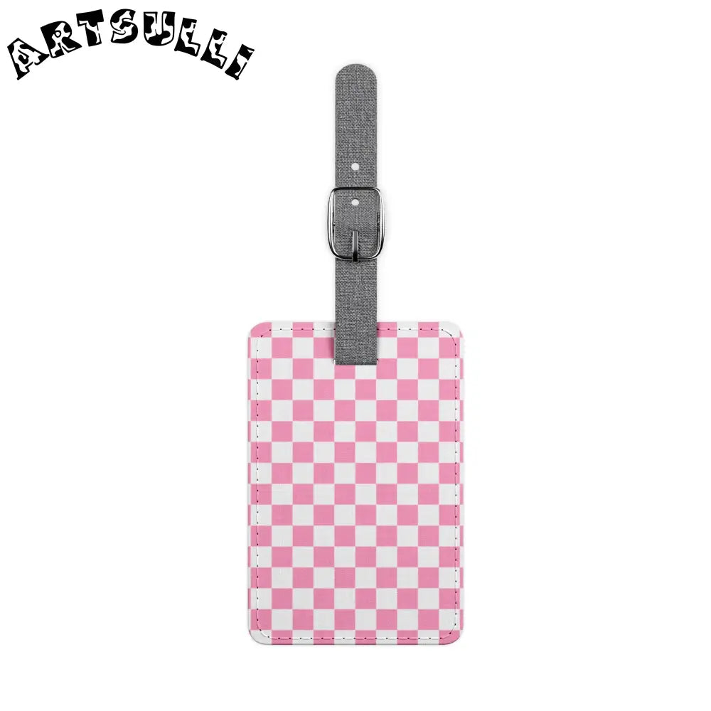 JAKKOUTTHEBXX Checkerboard Hot Pink and White Saffiano Polyester