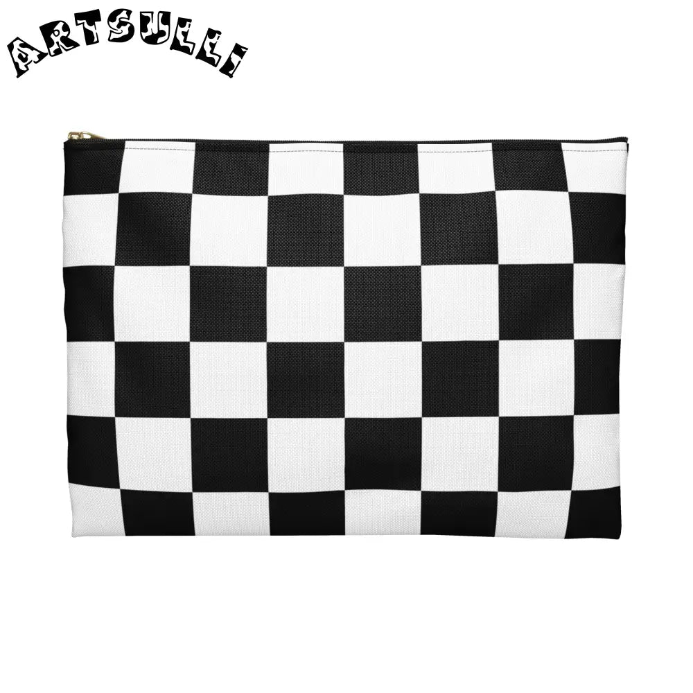 JAKKOUTTHEBXX Checkerboard Black and White Accessory Pouch