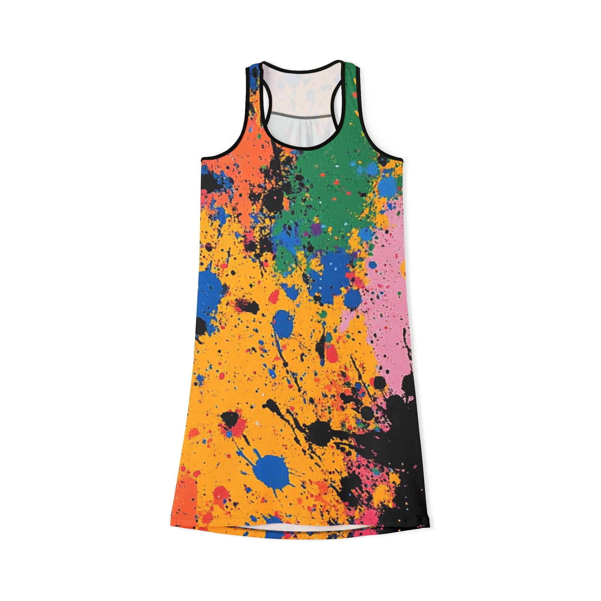 The Colors Of Paint Splatter Women's Racerback Dress (AOP), Artsulli - Art is Long, Life is Short, Tank Top, Size, XS, Color, Black, , , 12861753237044