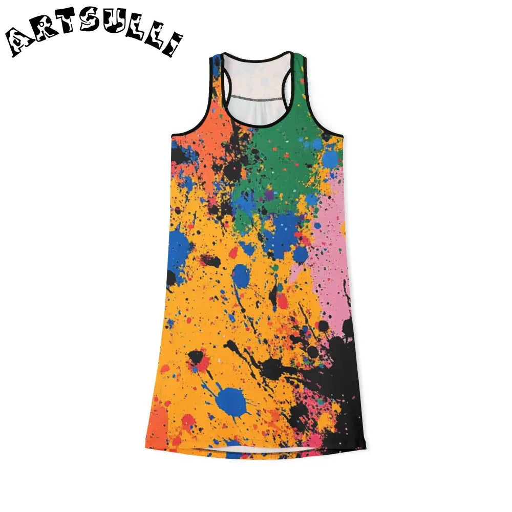 JAKKOUTTHEBXX The Colors Of Paint Splatter Women’s Racerback Dress